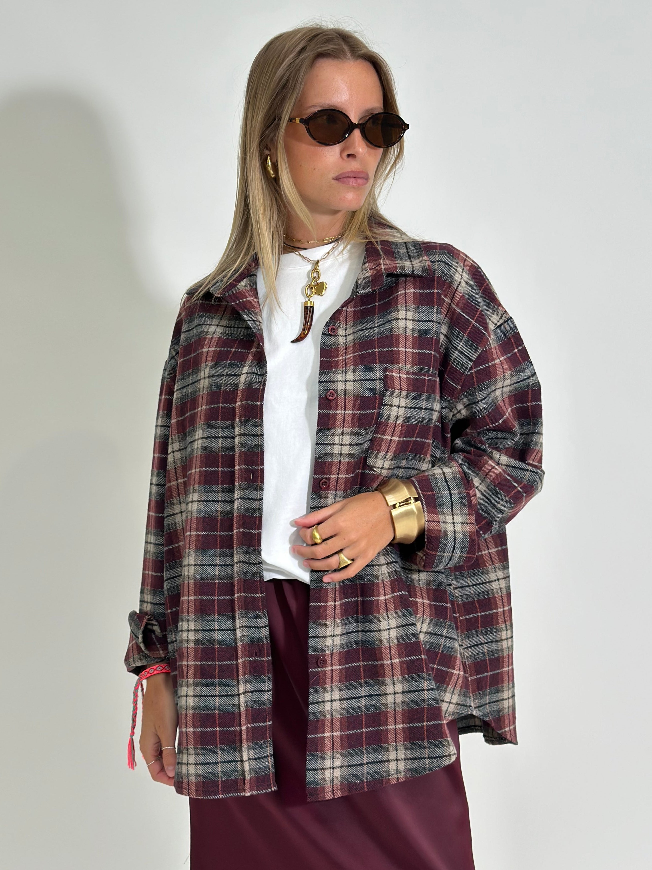 Camicia check 25864 BURGUNDY