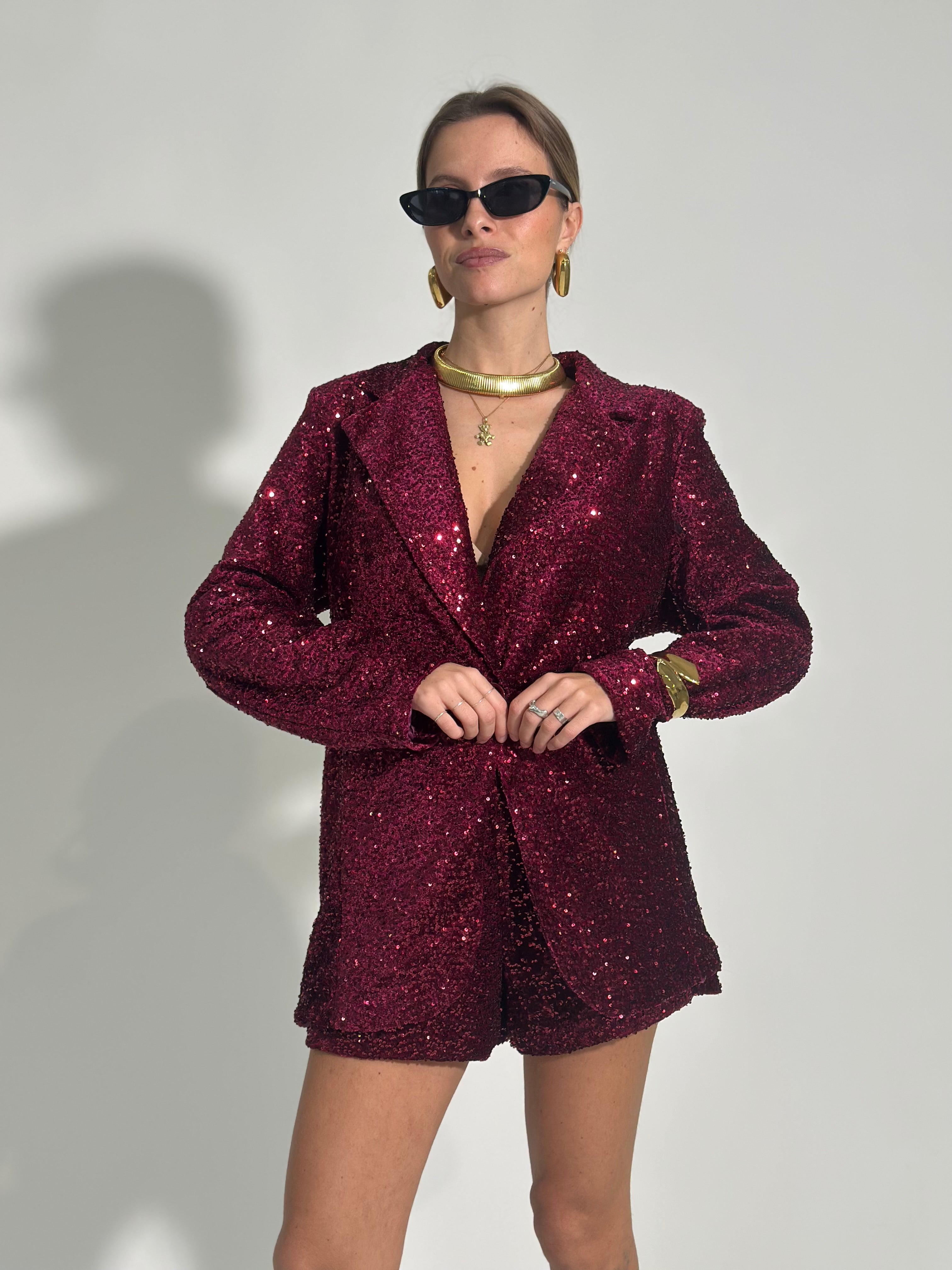 Giacca Paillettes 73024 BURGUNDY