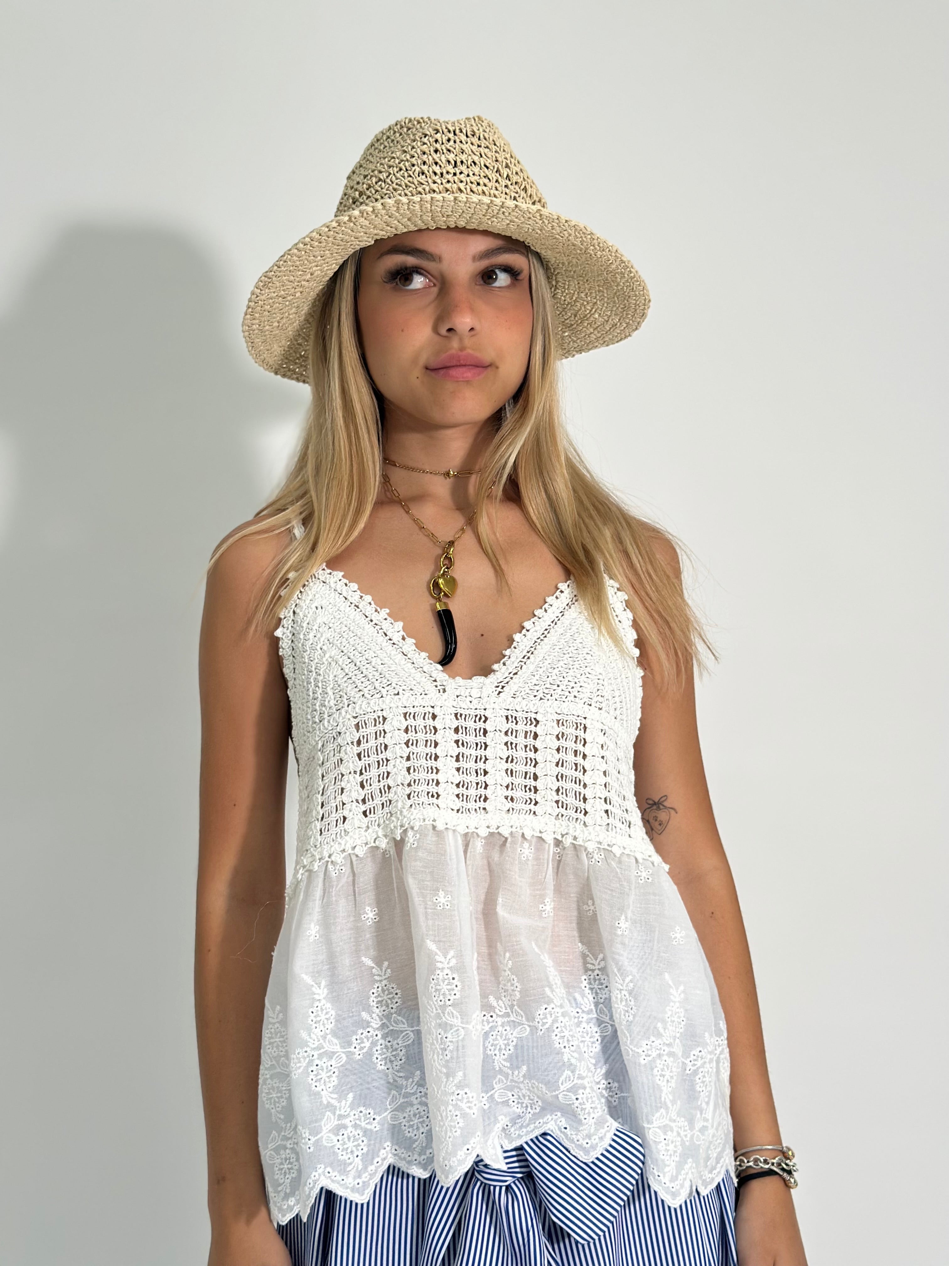 Top crochet 28032 BIANCO