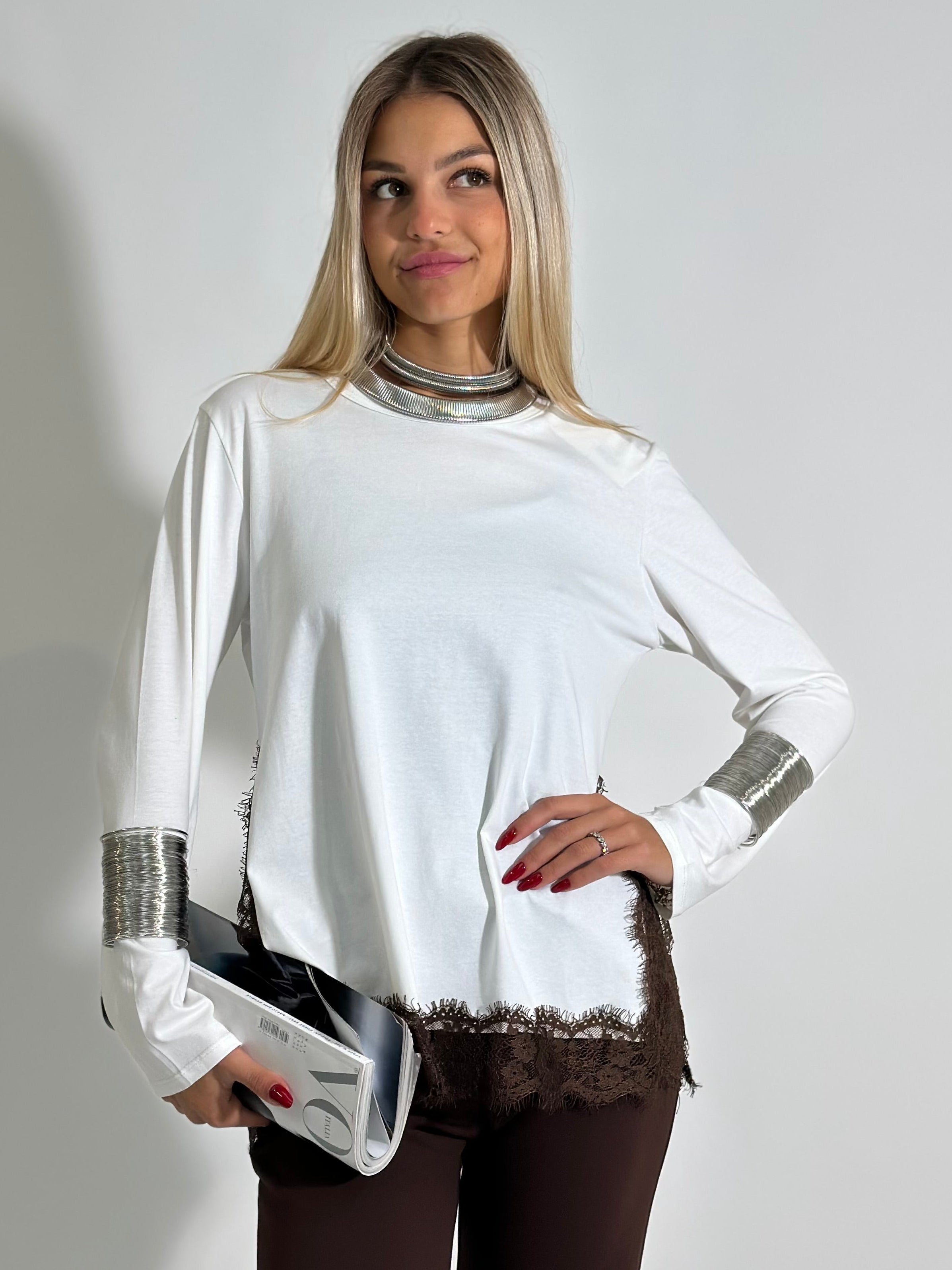 Maglia jersey pizzo 55777 PANNA