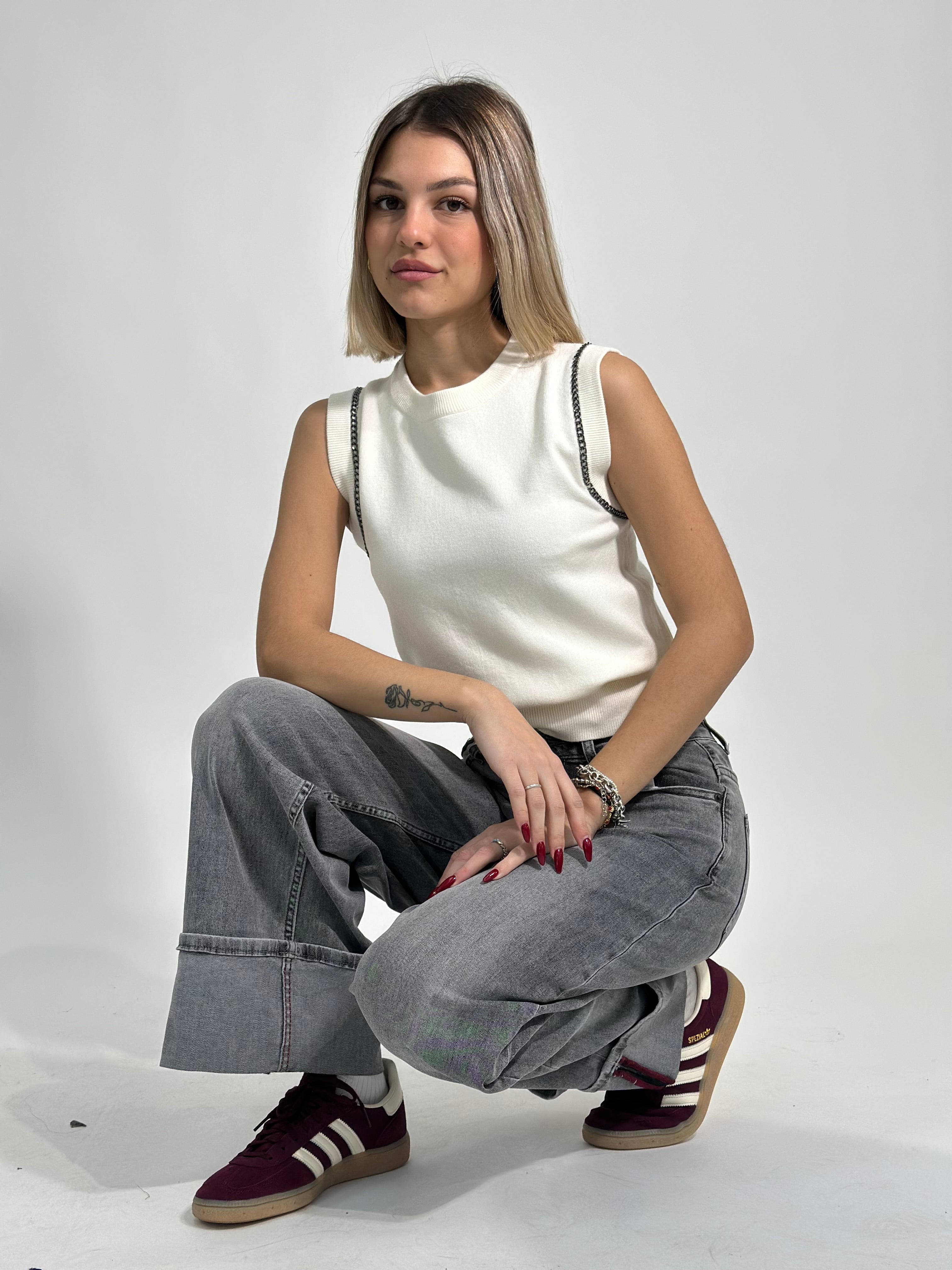 Maglia gilet 9657 PANNA