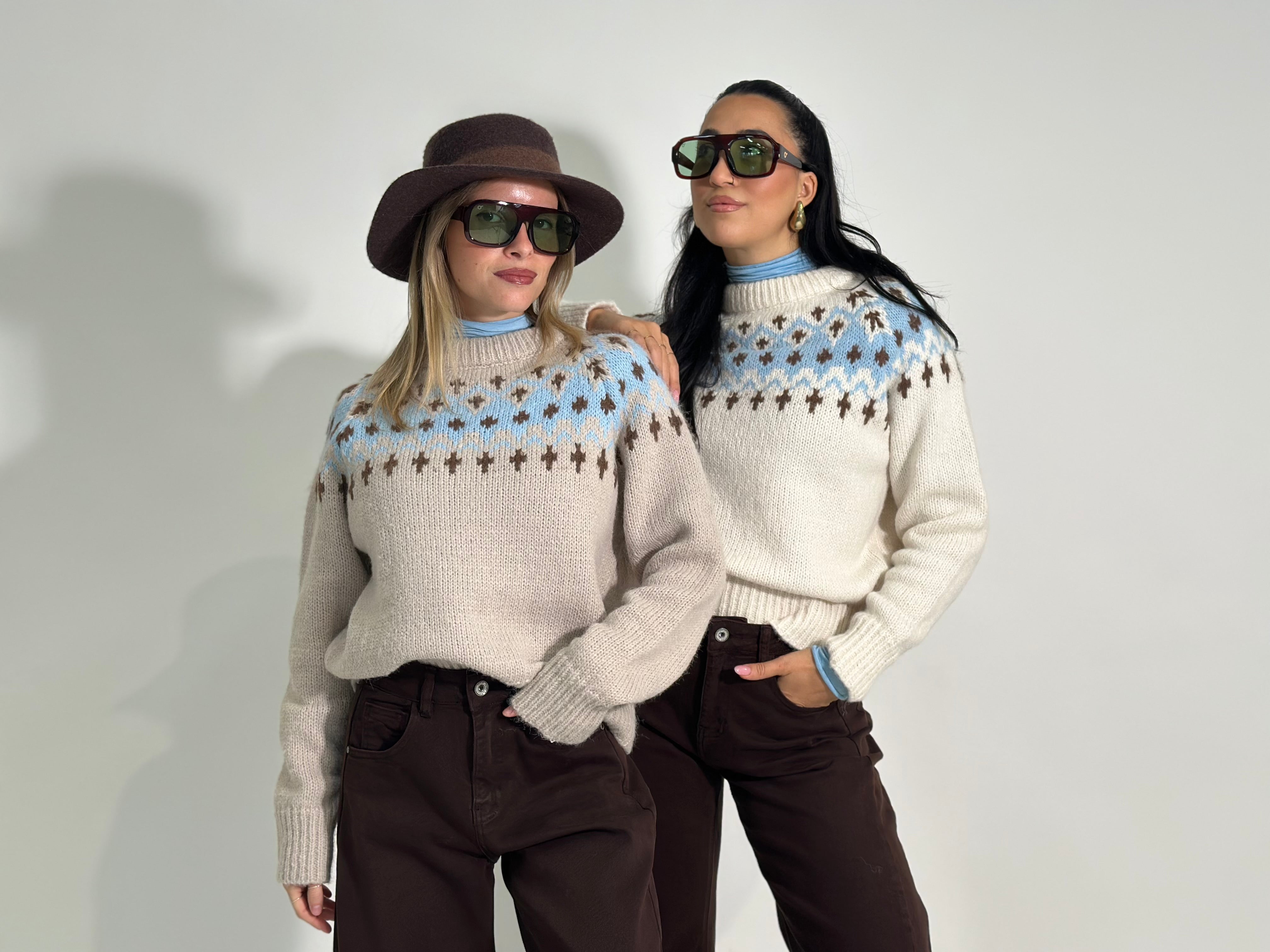 Maglia intarsio L3651 ECRU