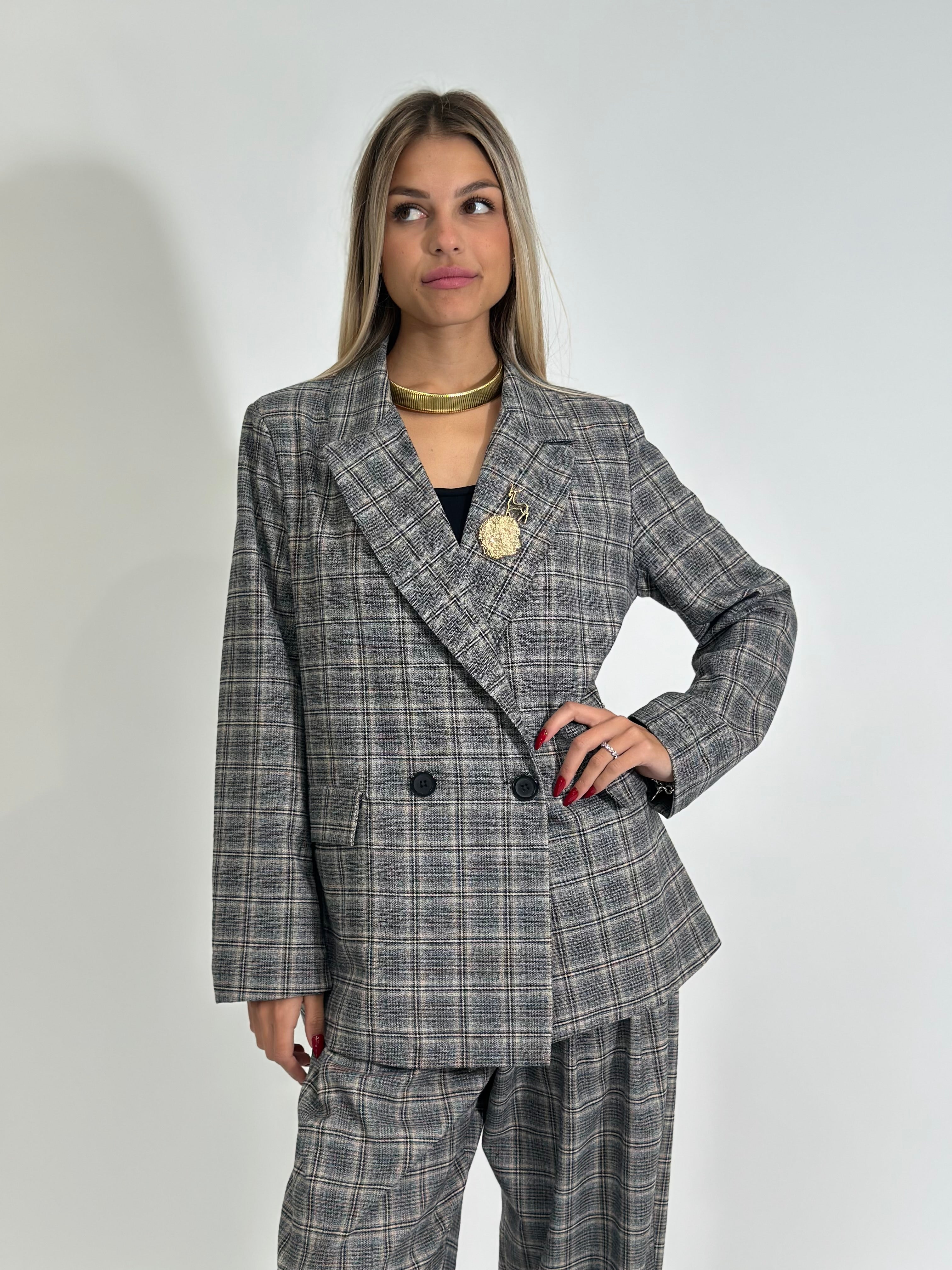 Giacca check spille 25131