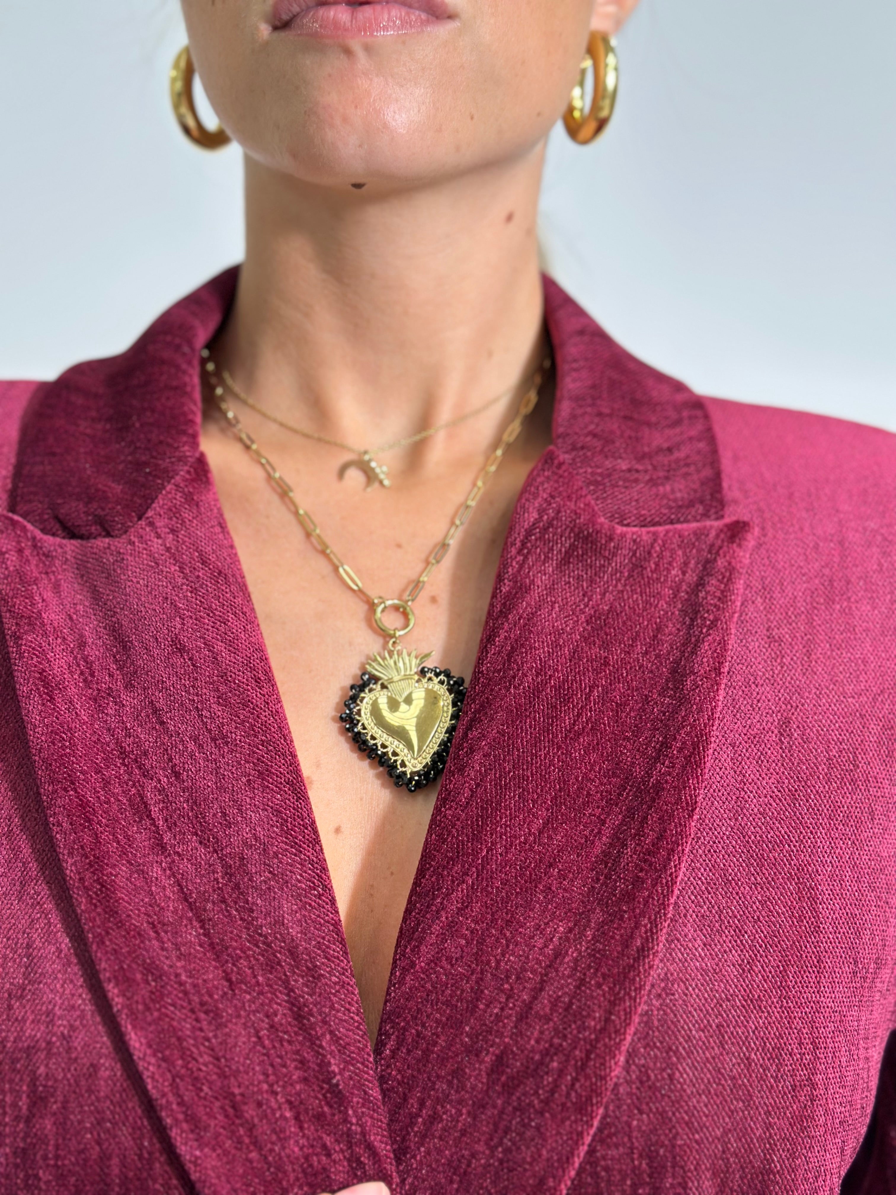 Collana Cuore Sacro NK09698 NERO