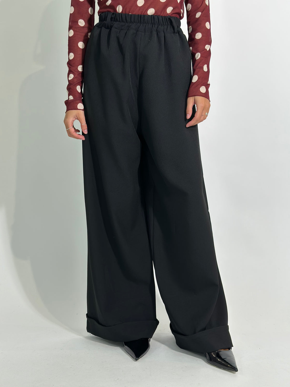 Pantalone risvolto 26521 NERO