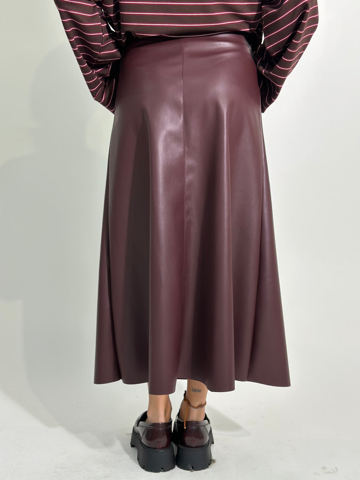 Gonna ecopelle svasata 8066 BORDO'