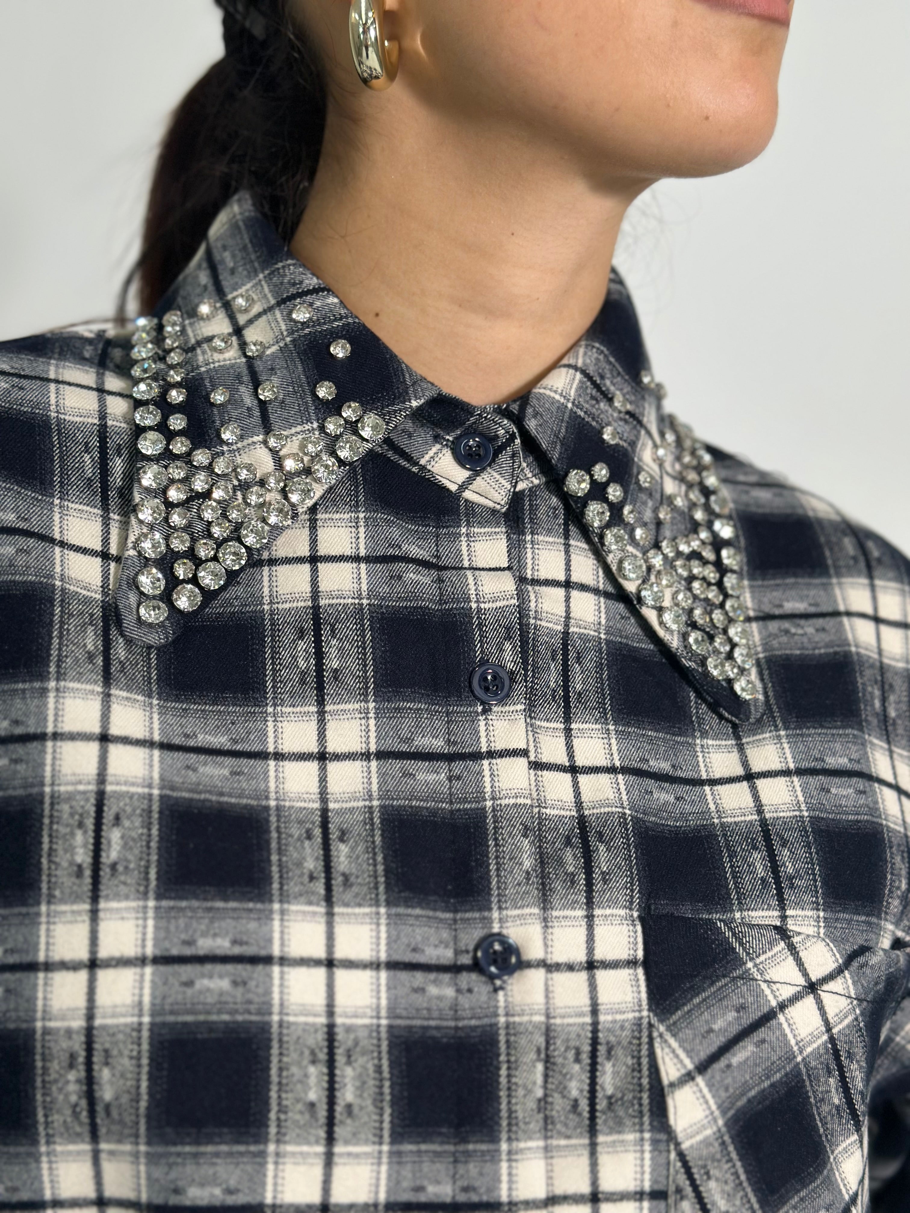 Camicia collo cristalli 2531 BLU