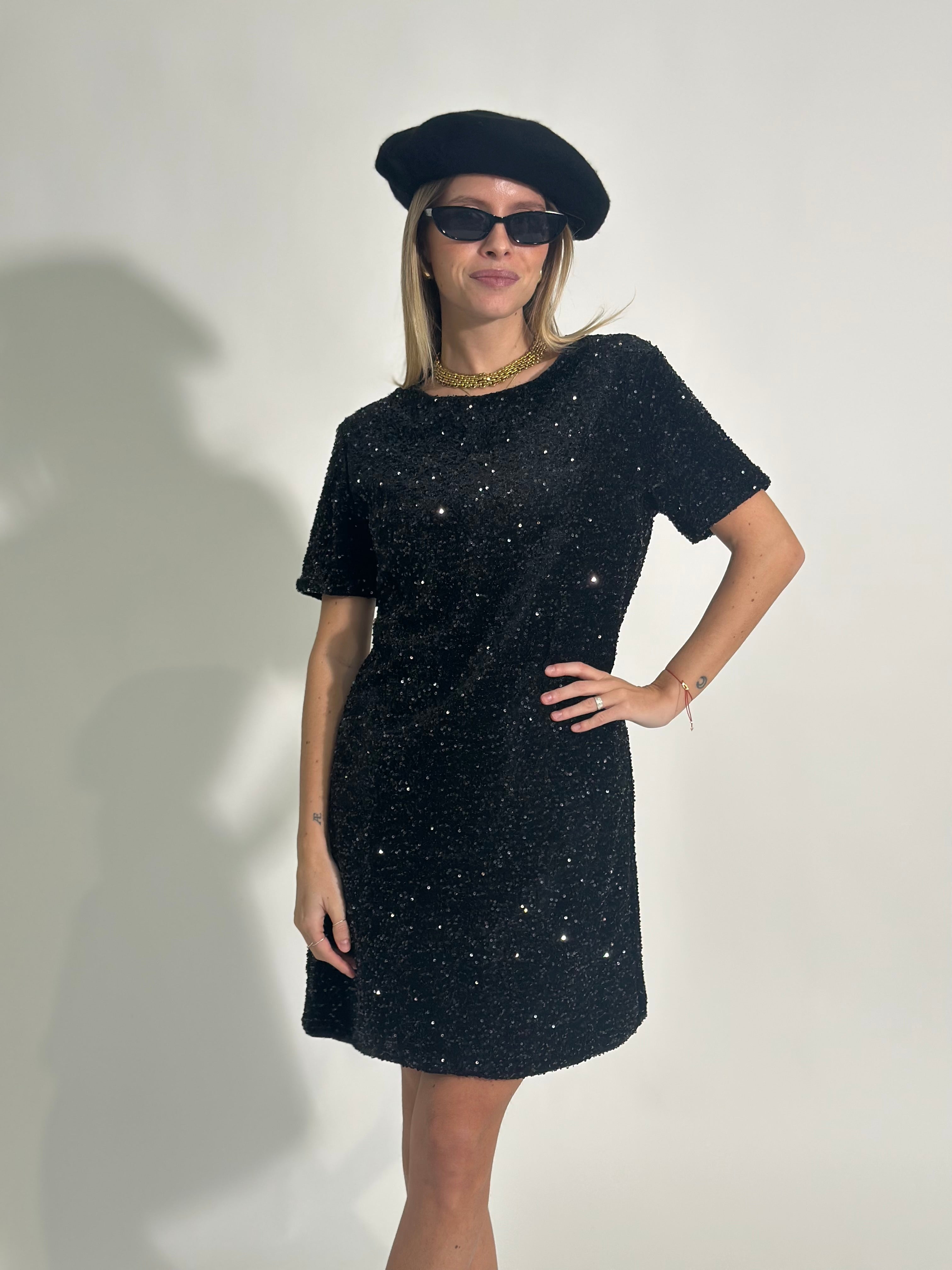 Abito paillettes 75524 NERO
