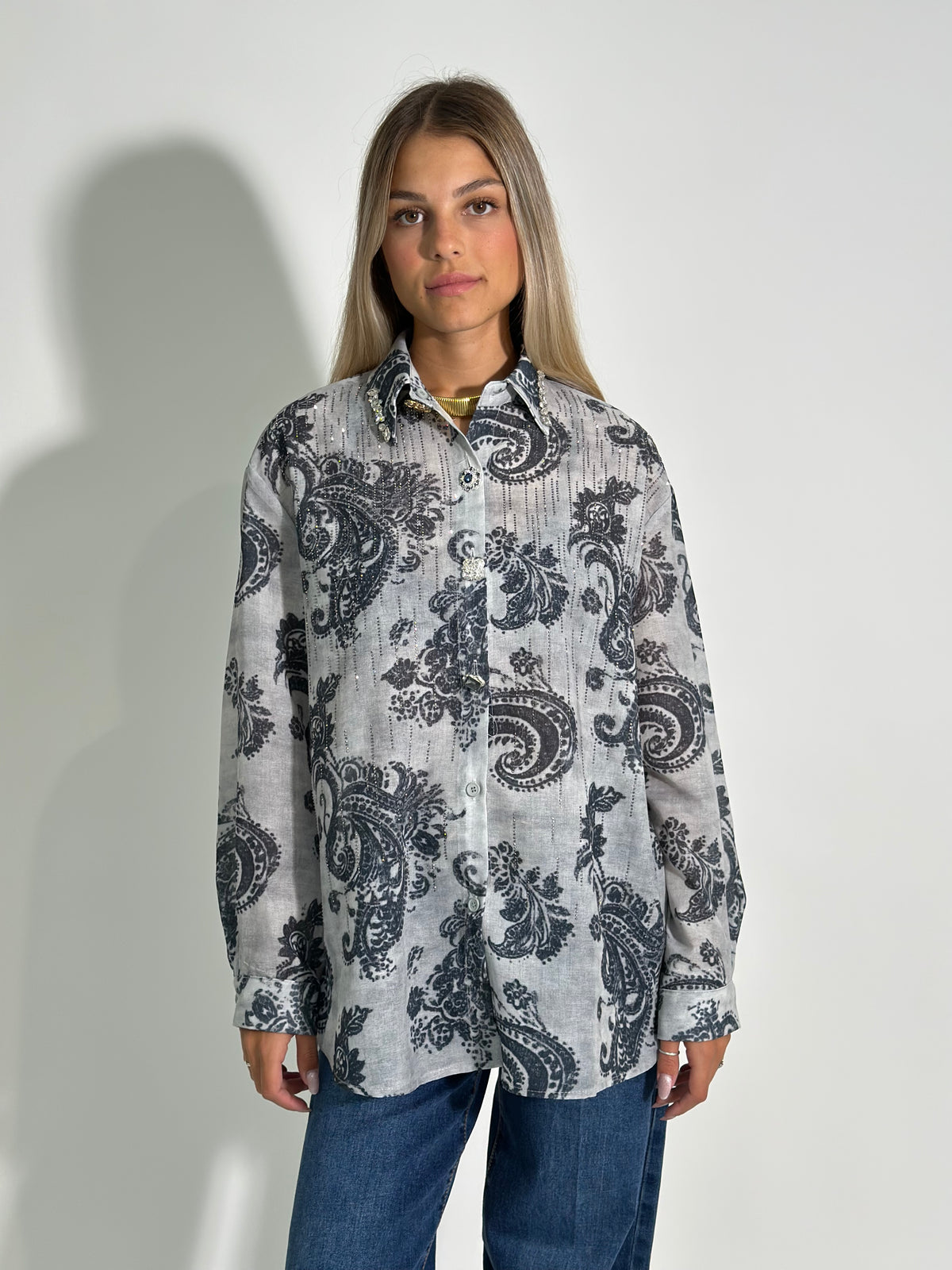 Camicia gioiello K1754 BLU