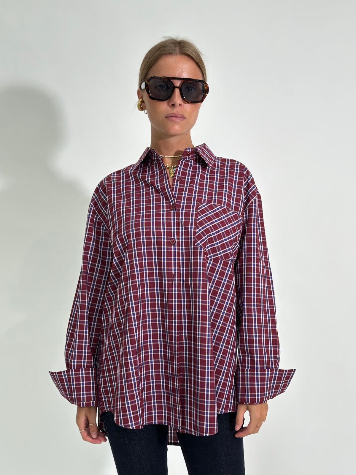Camicia Madras 17299 bordò