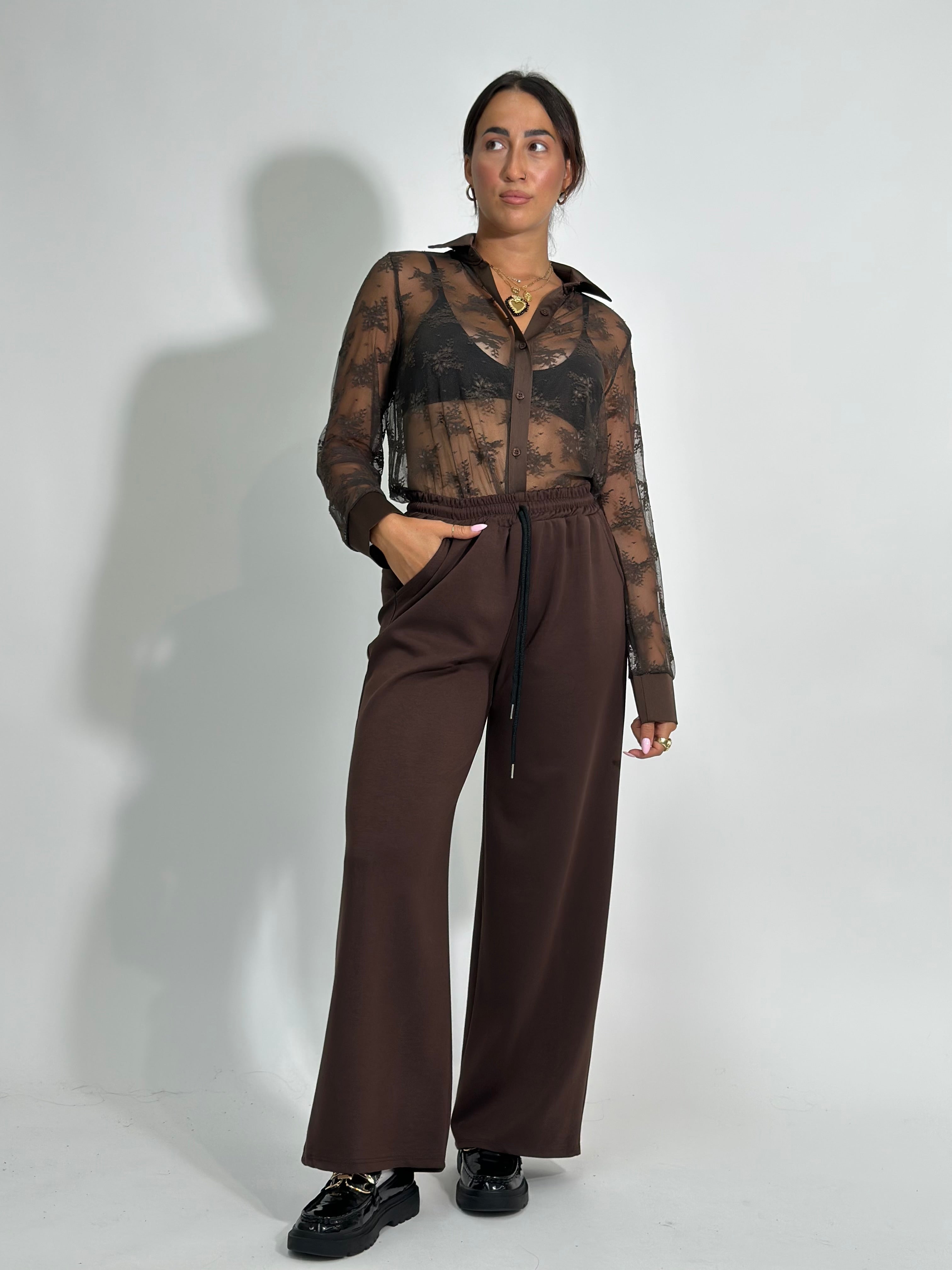 Pantalone viscosa A2763 MARRONE