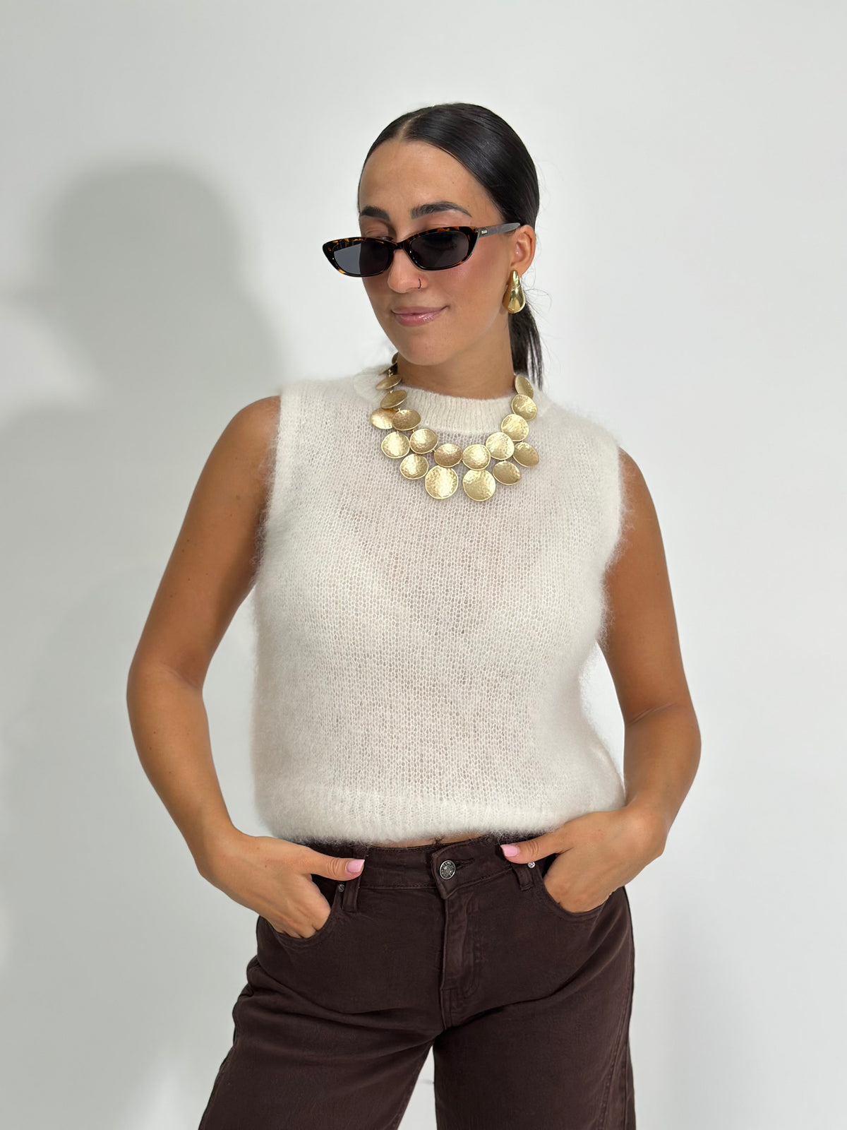 Gilet smanicato kid mohair 23121