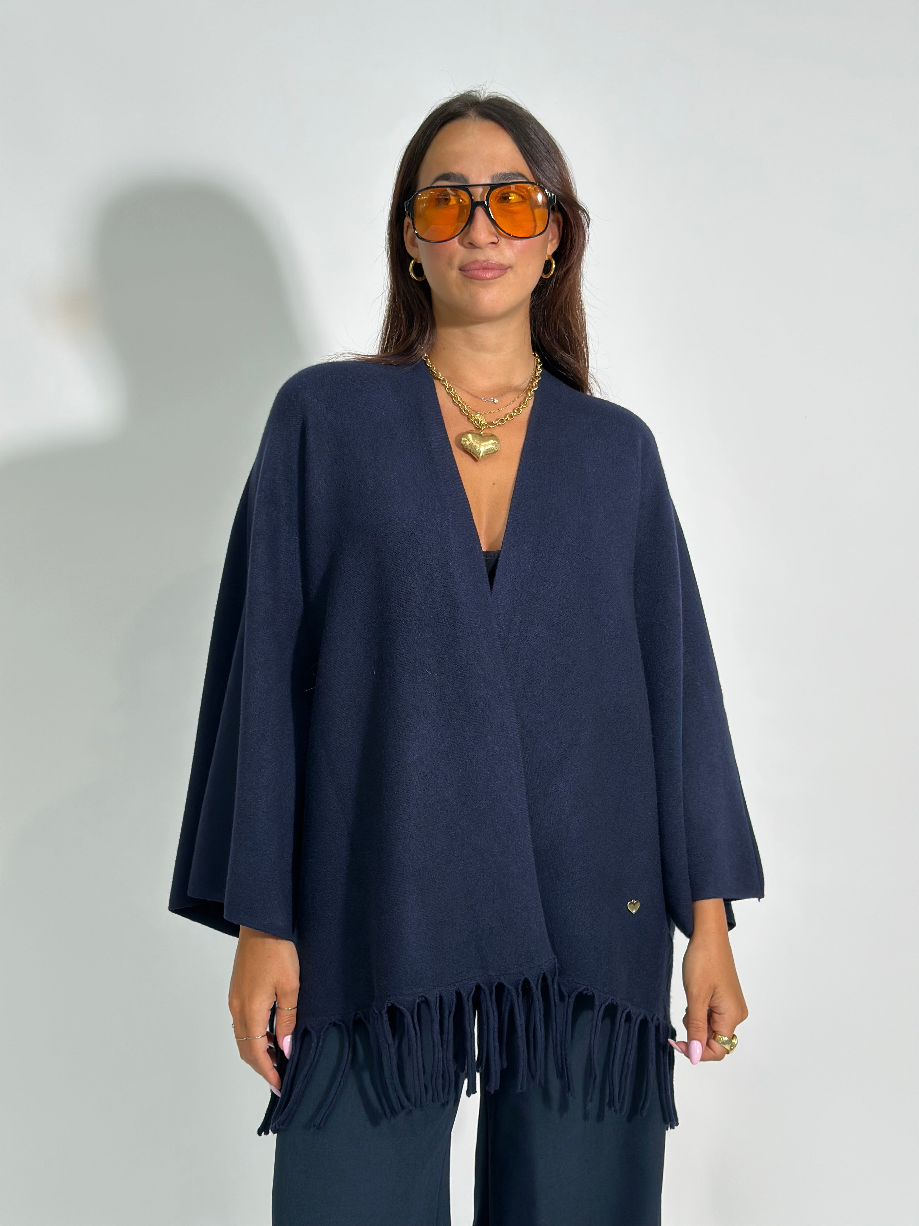 Cardigan frange 28109 BLU