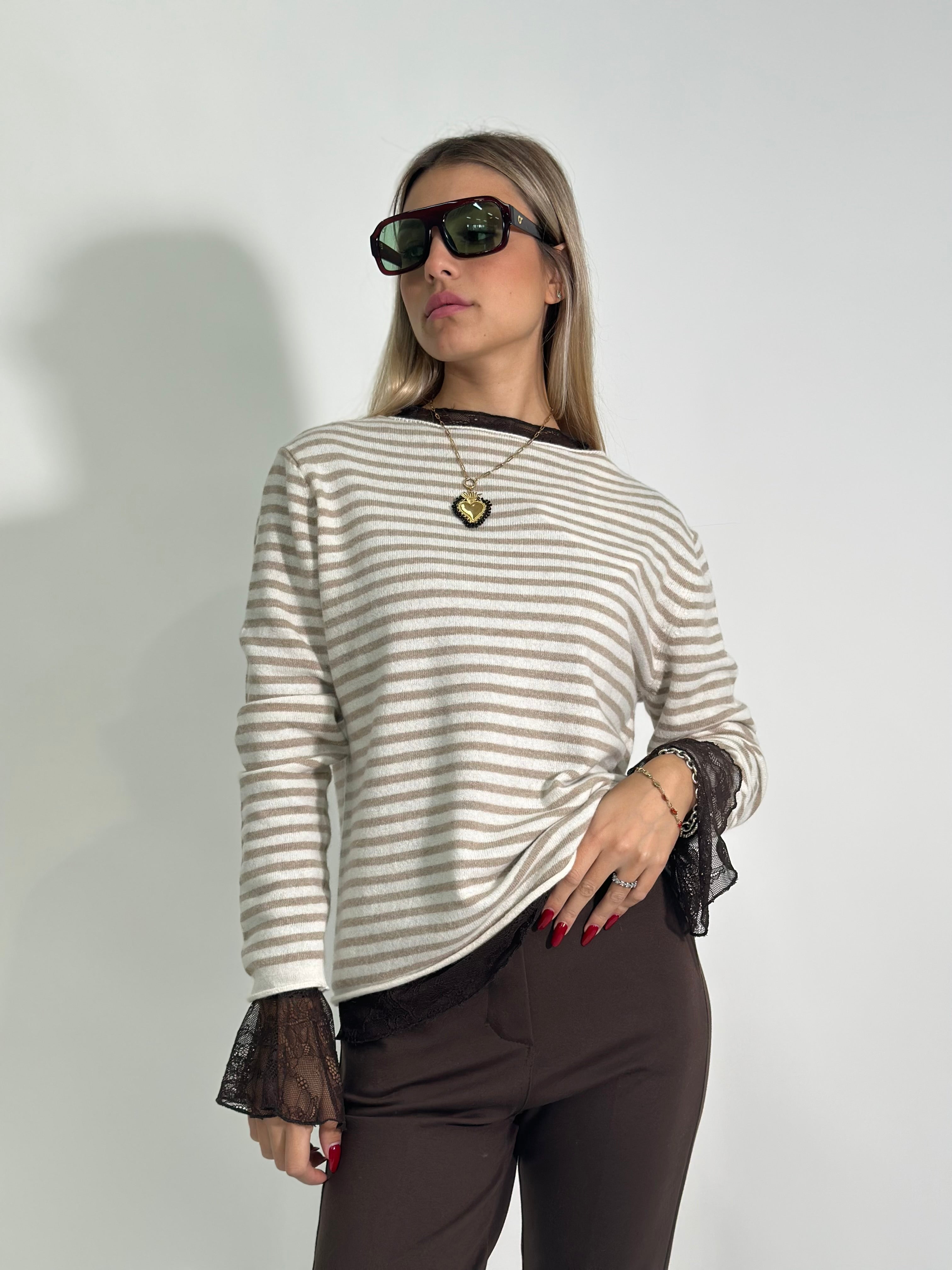 Maglia cashmere blend 6631 BEIGE