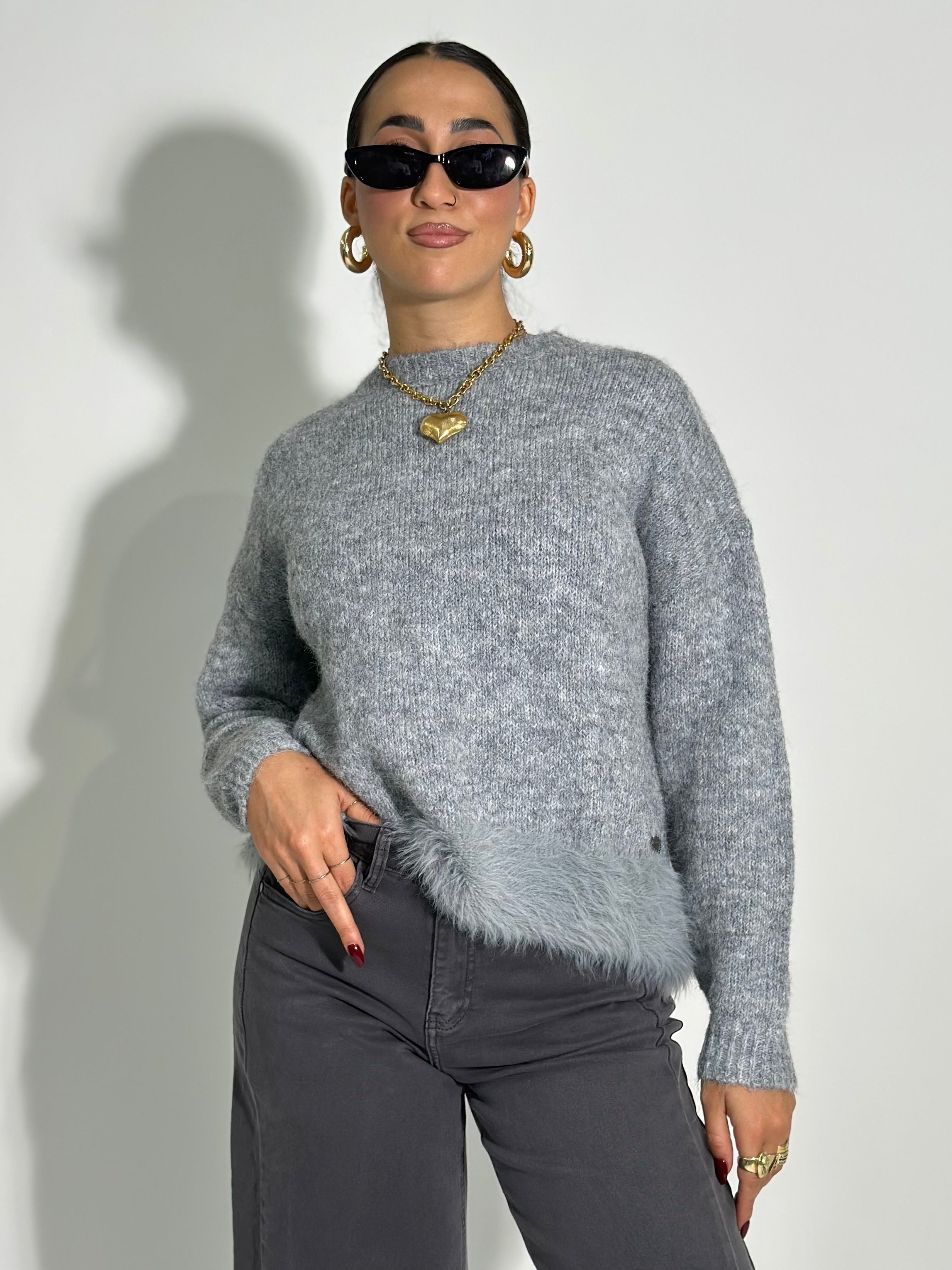 Maglia mohair J28133 GRIGIO