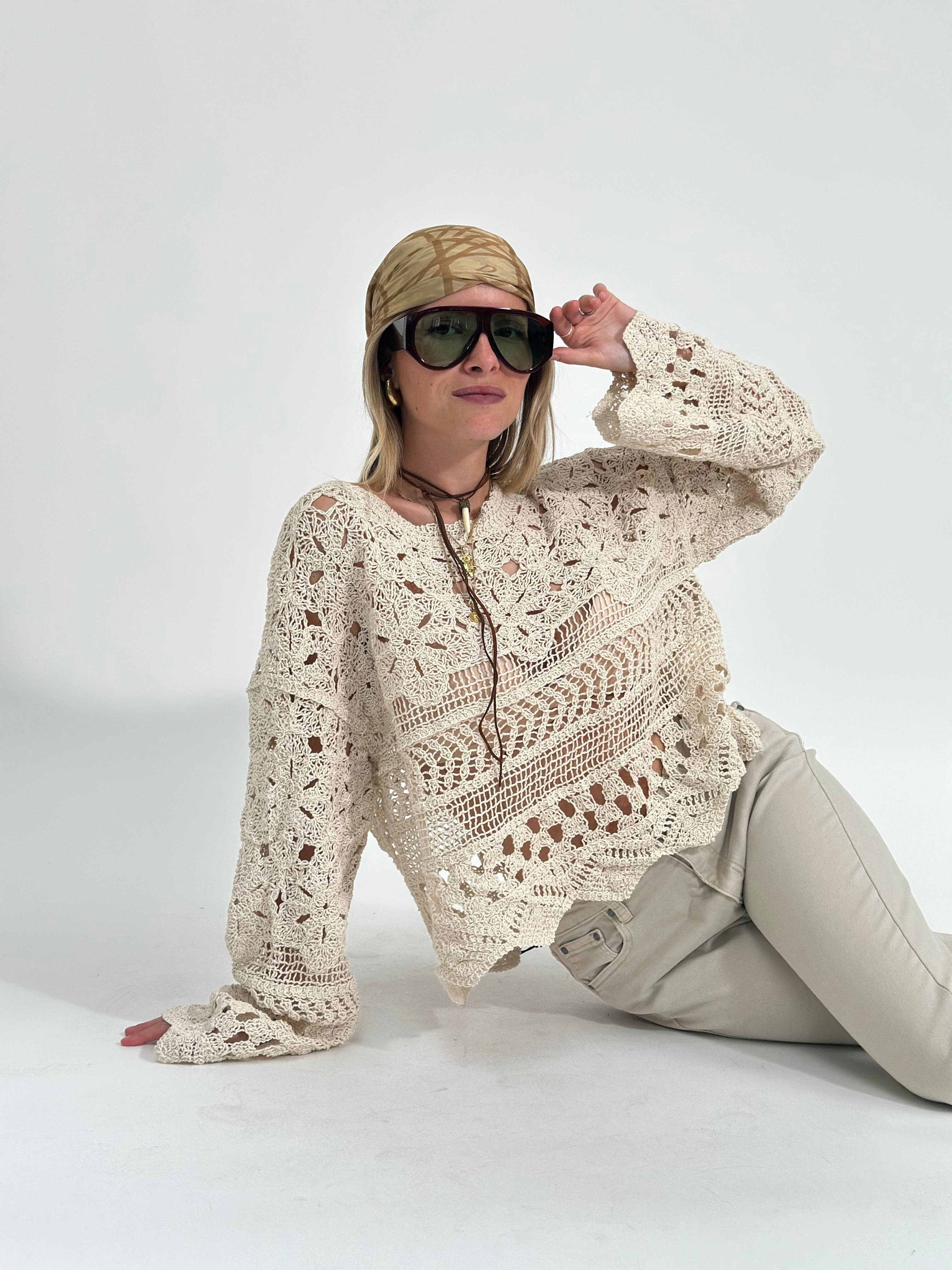Maglia crochet ZS28087 BEIGE