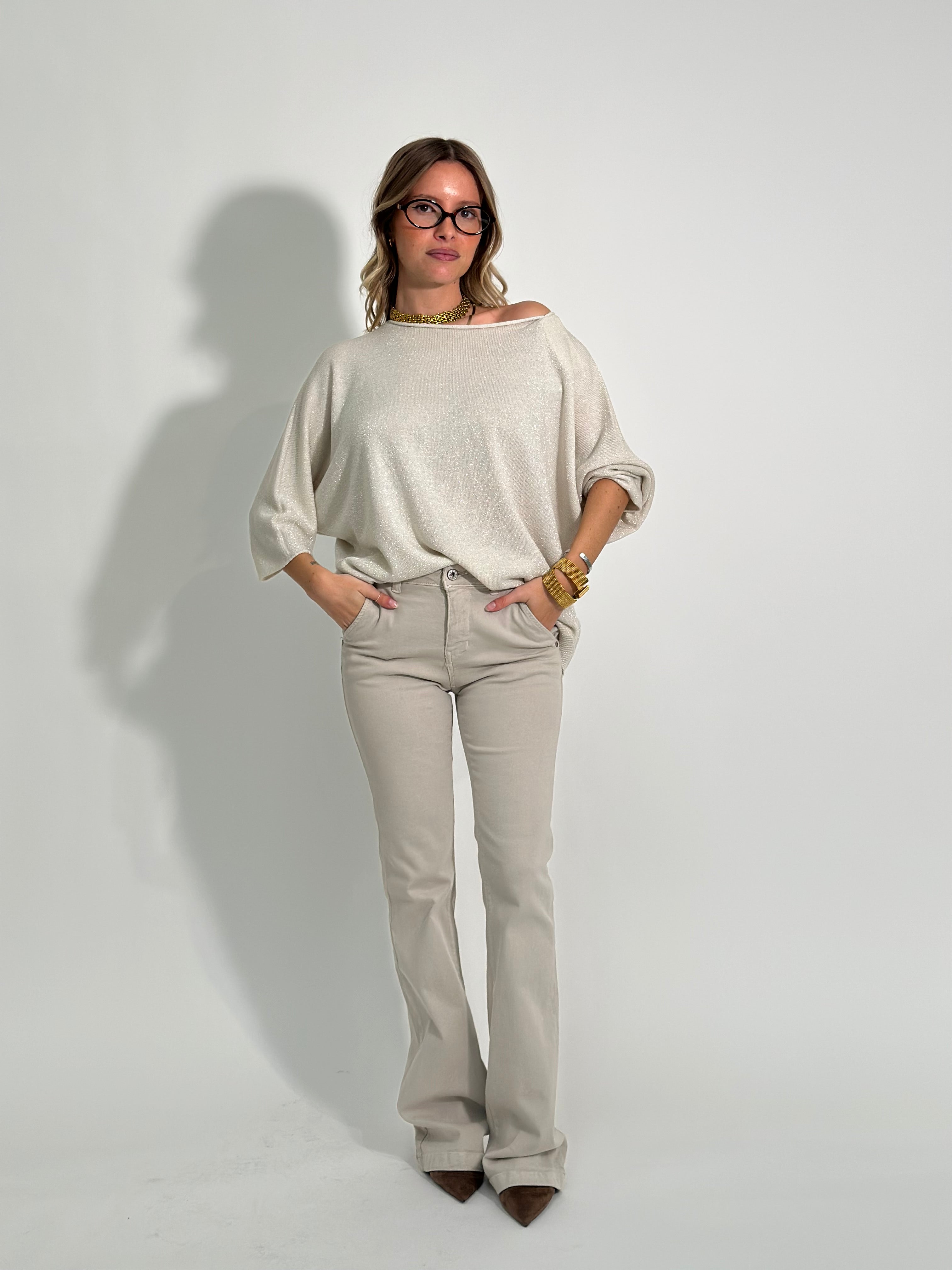 Pantalone denim push-up 8205 BEIGE