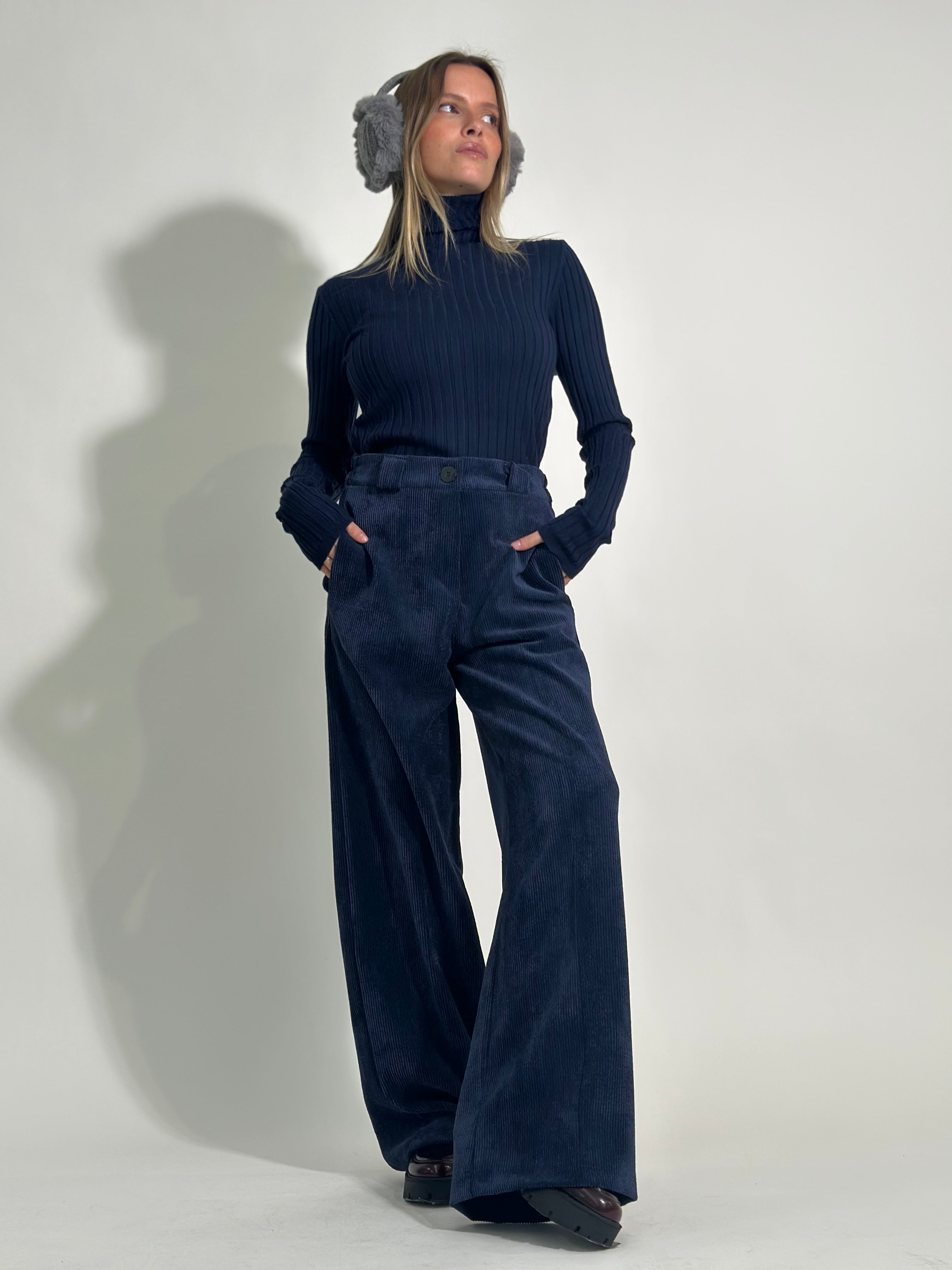 Pantalone velluto 3570 BLU