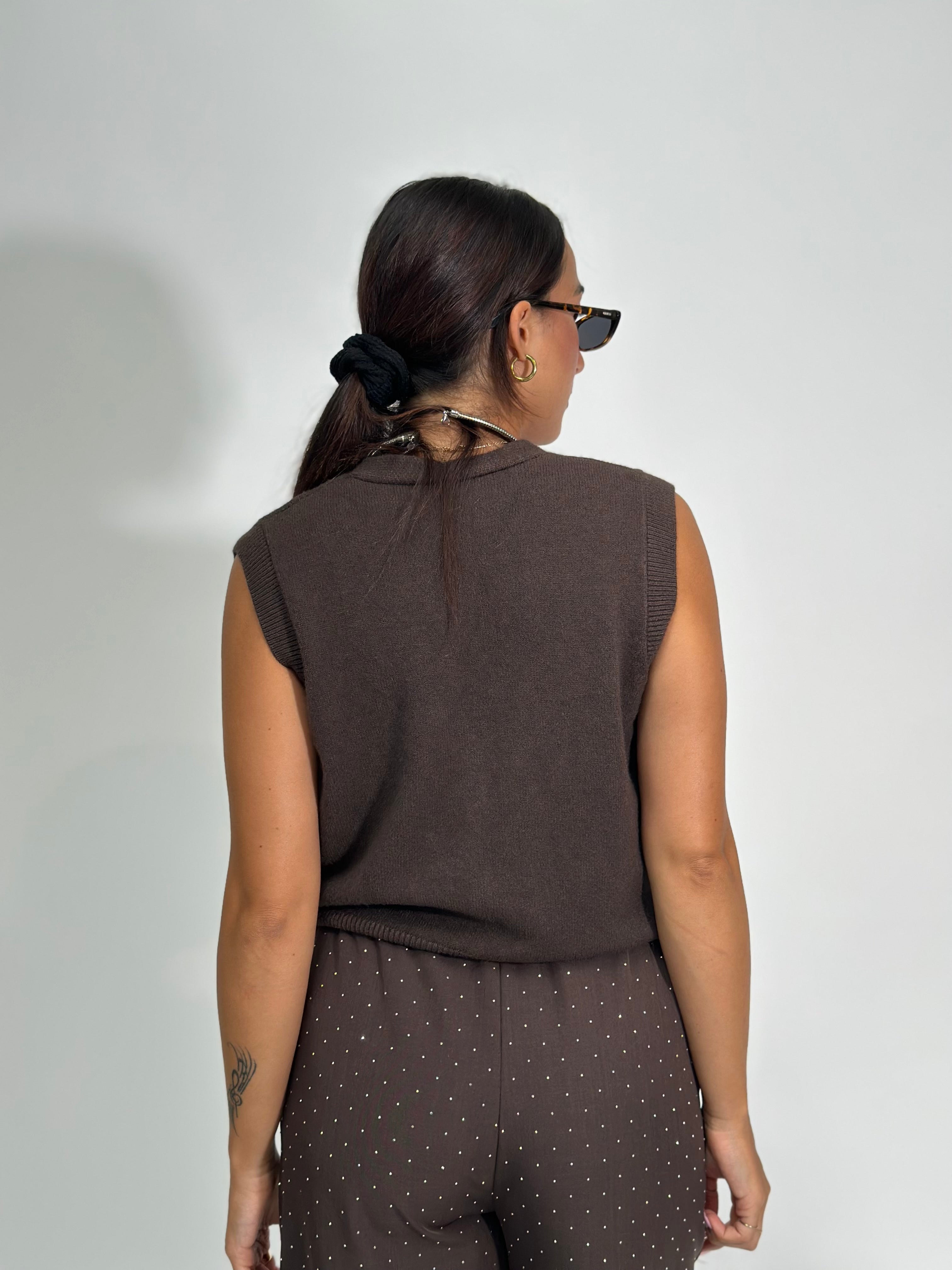 Gilet gioiello H5666 MARRONE
