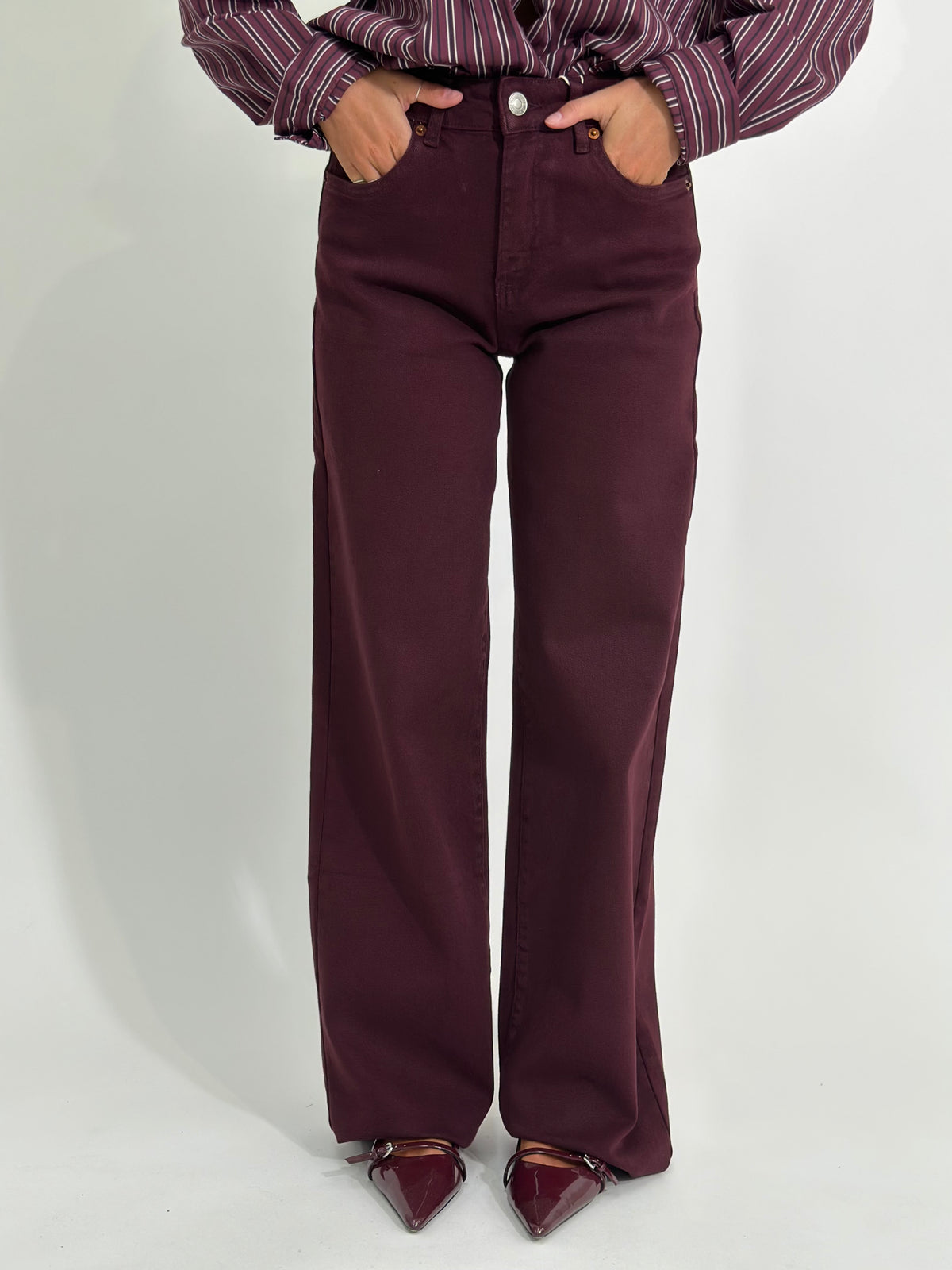 jeans wide leg bordo' H3873-5