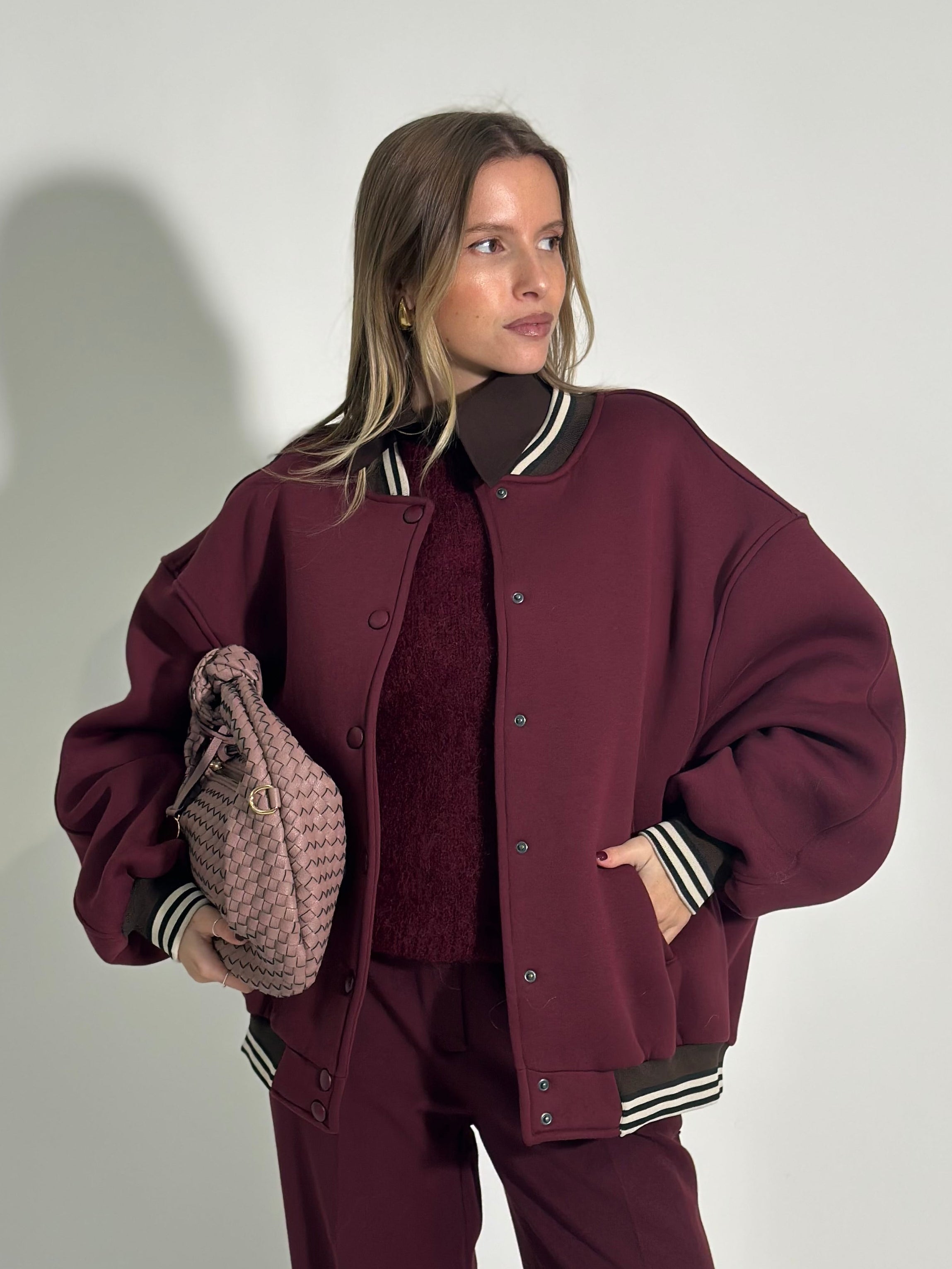 Giacca bomber felpata 3843 BURGUNDY