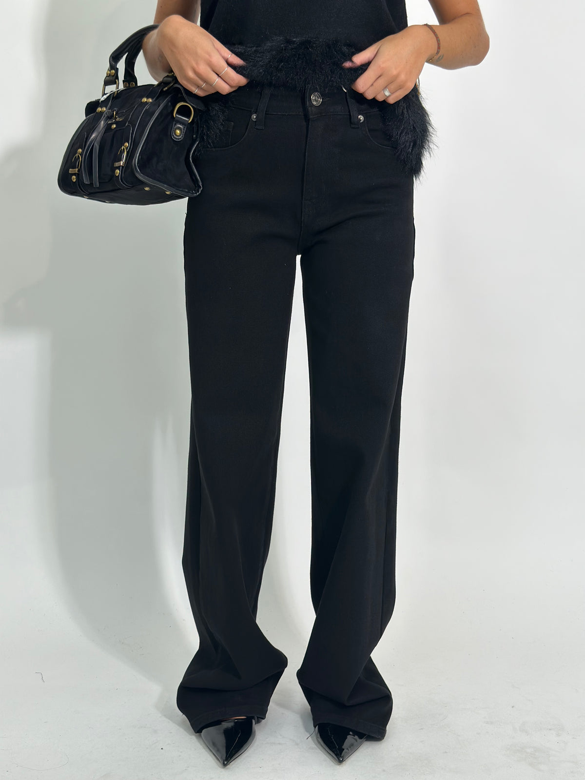 jeans wide leg H3873-5 NERO