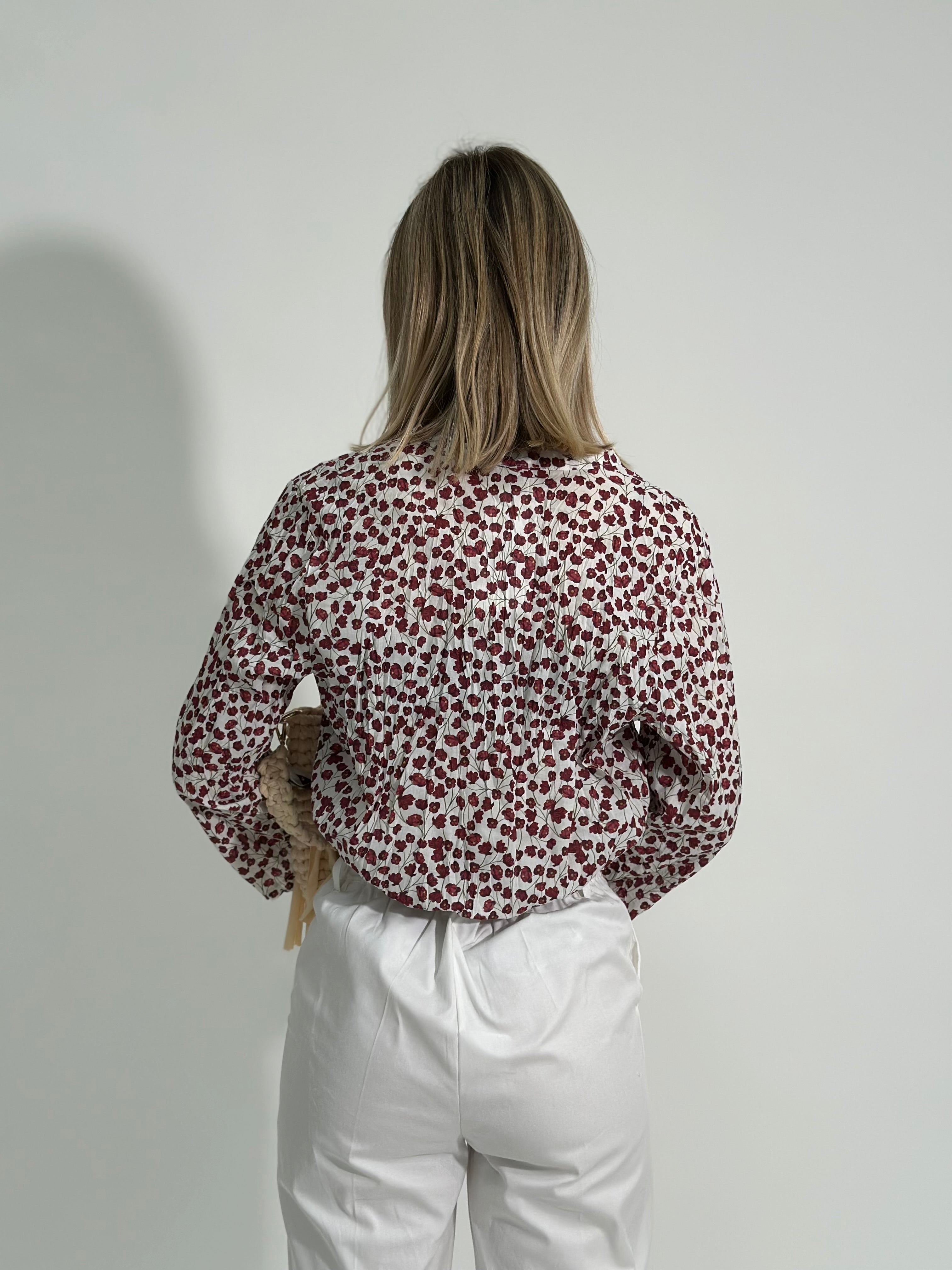 Camicia floreale 2588 BURGUNDY