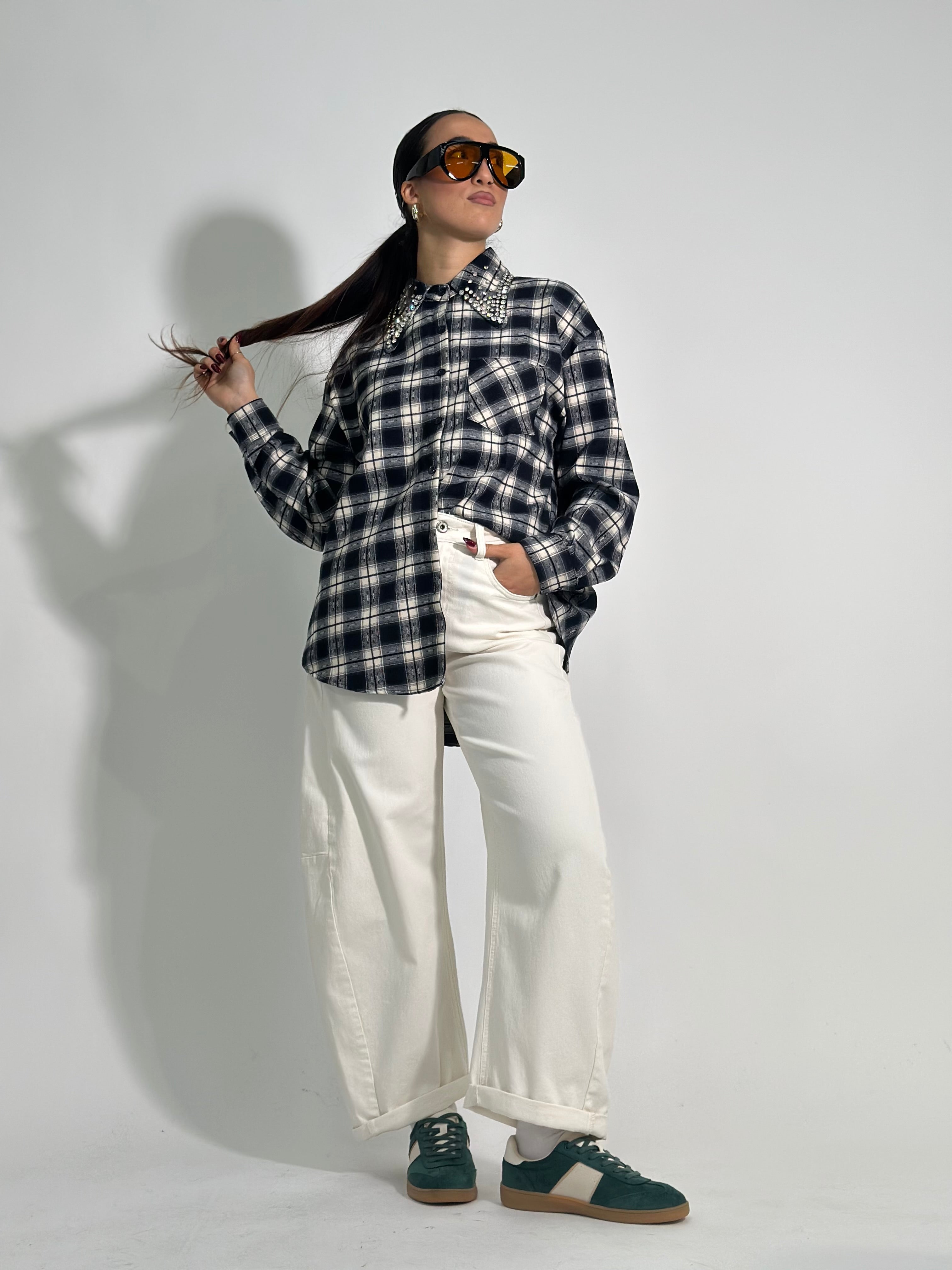 Camicia collo cristalli 2531 BLU