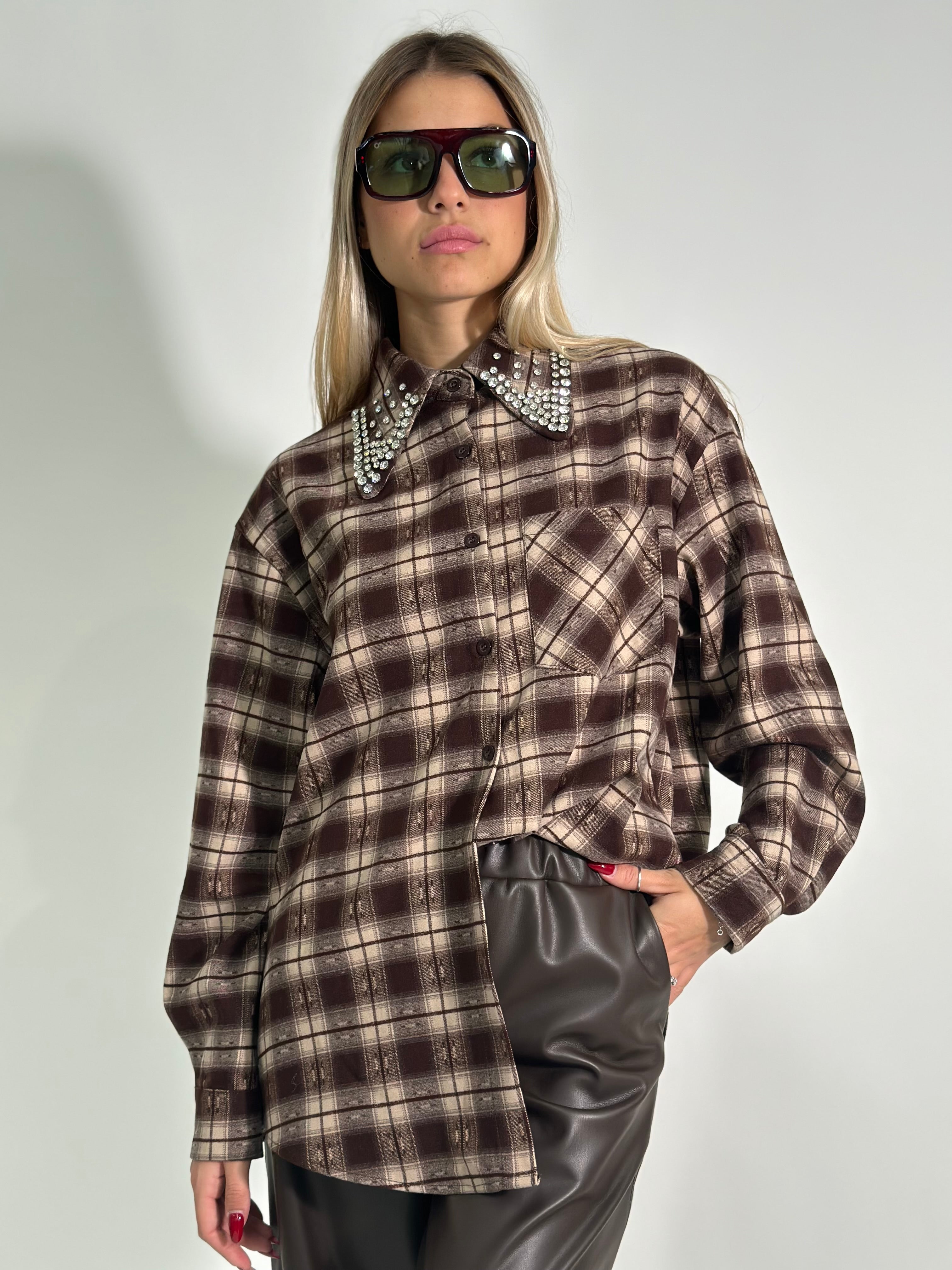 Camicia collo cristalli 2531 MORO