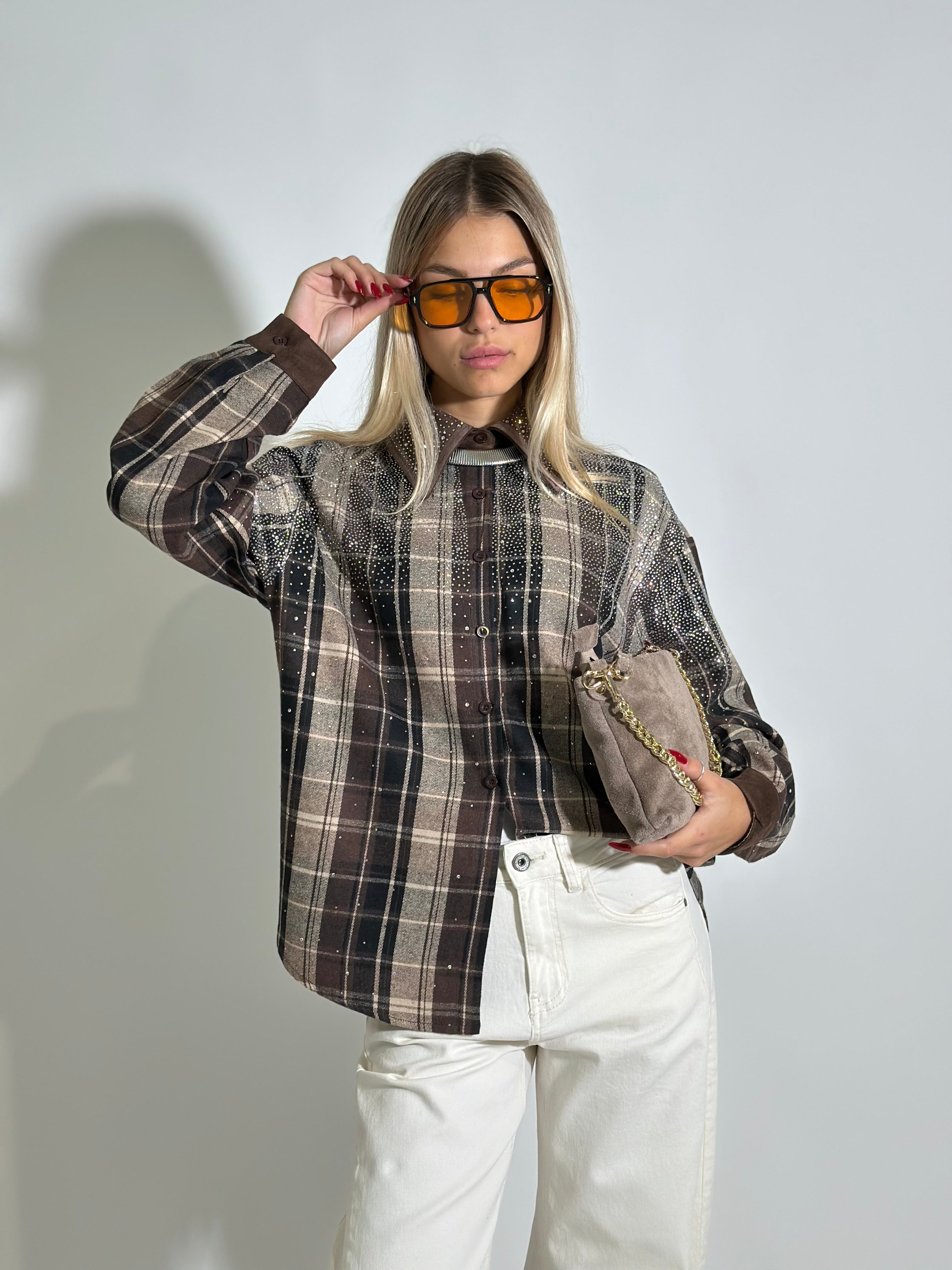Camicia quadri strass2572