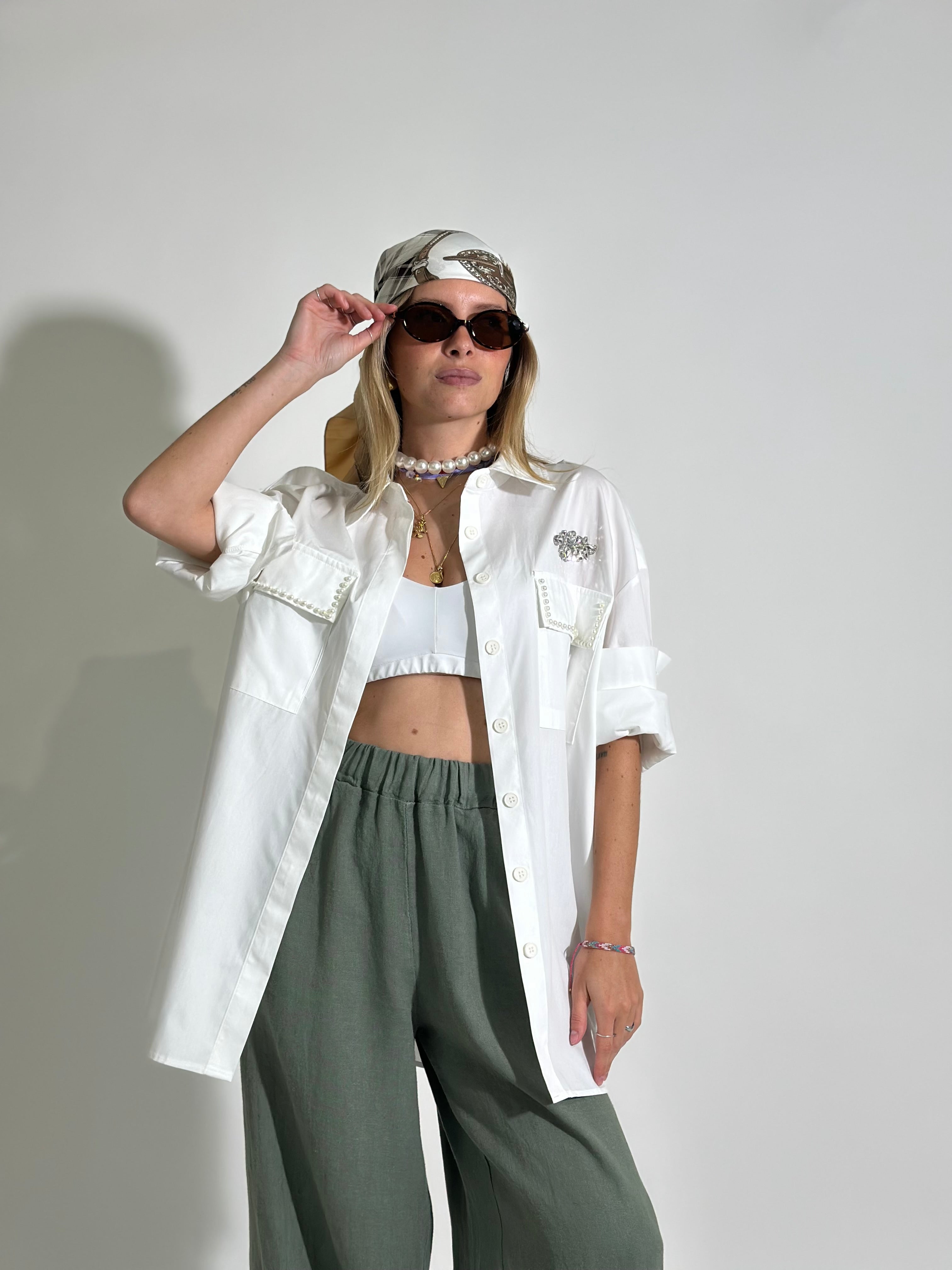 Camicia sahariana AL006 BIANCO