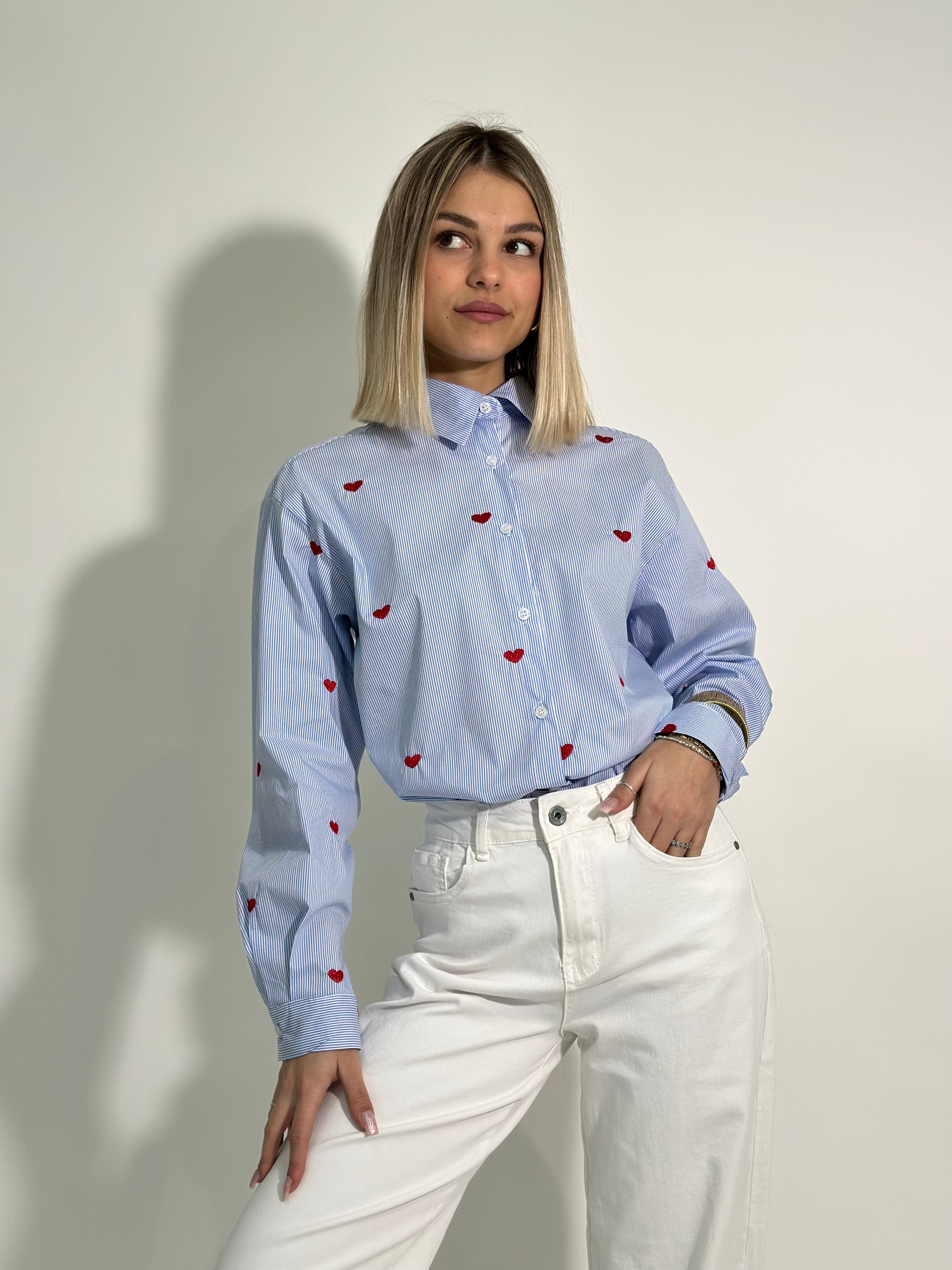 Camicia cuori righe HQ045