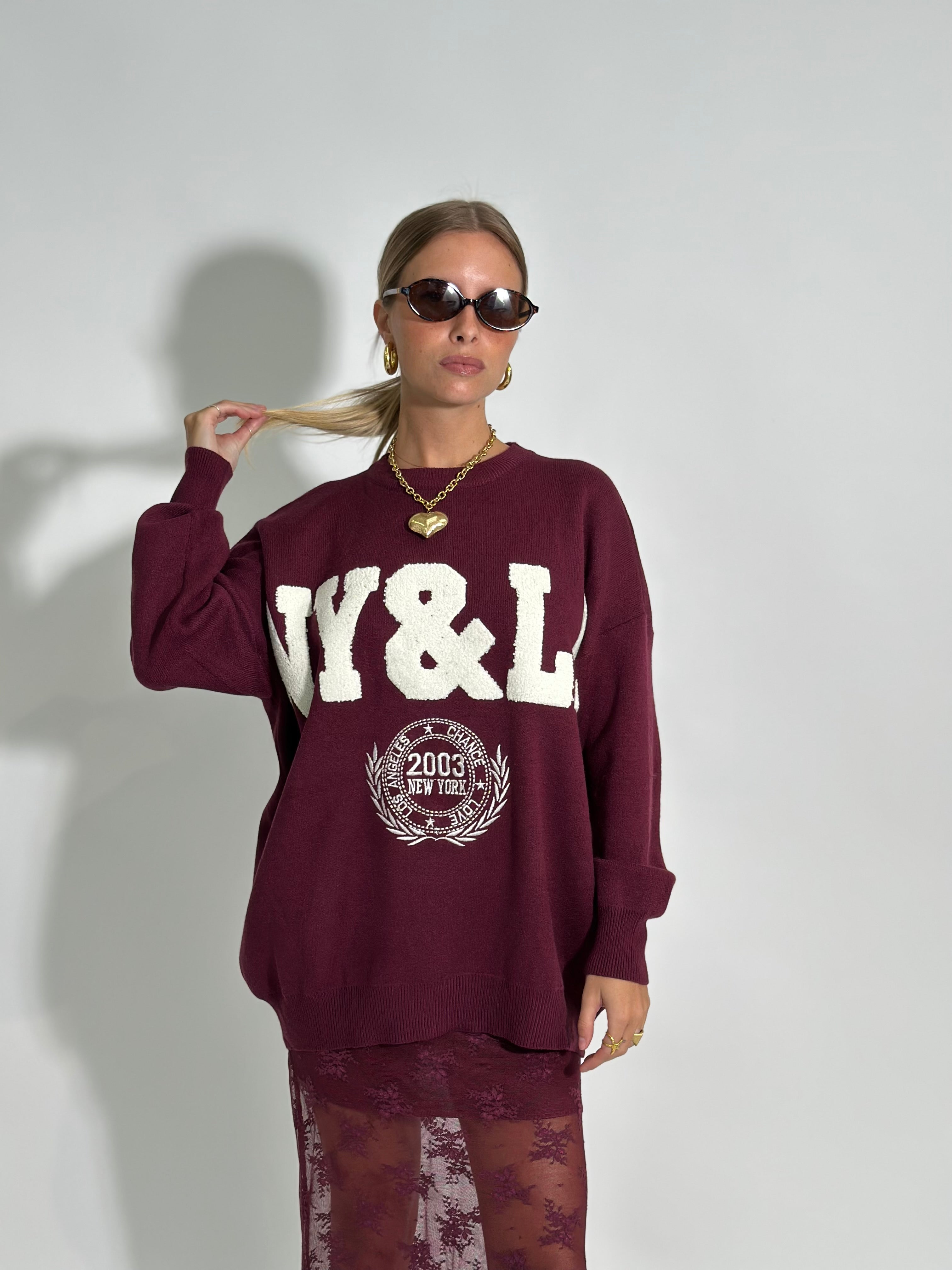 Maglia NY S11127 BORDO'