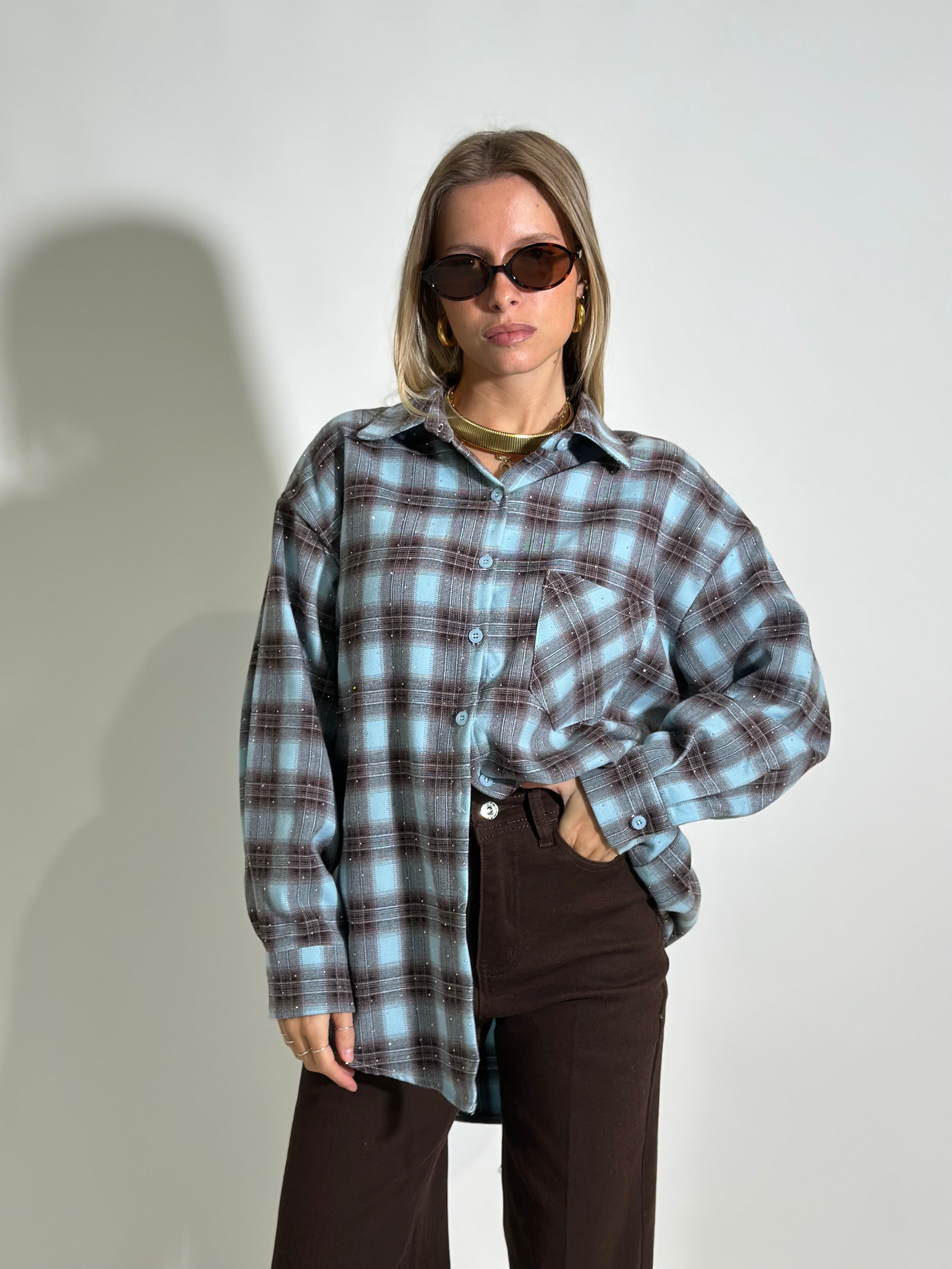 Camicia quadri strass 19108