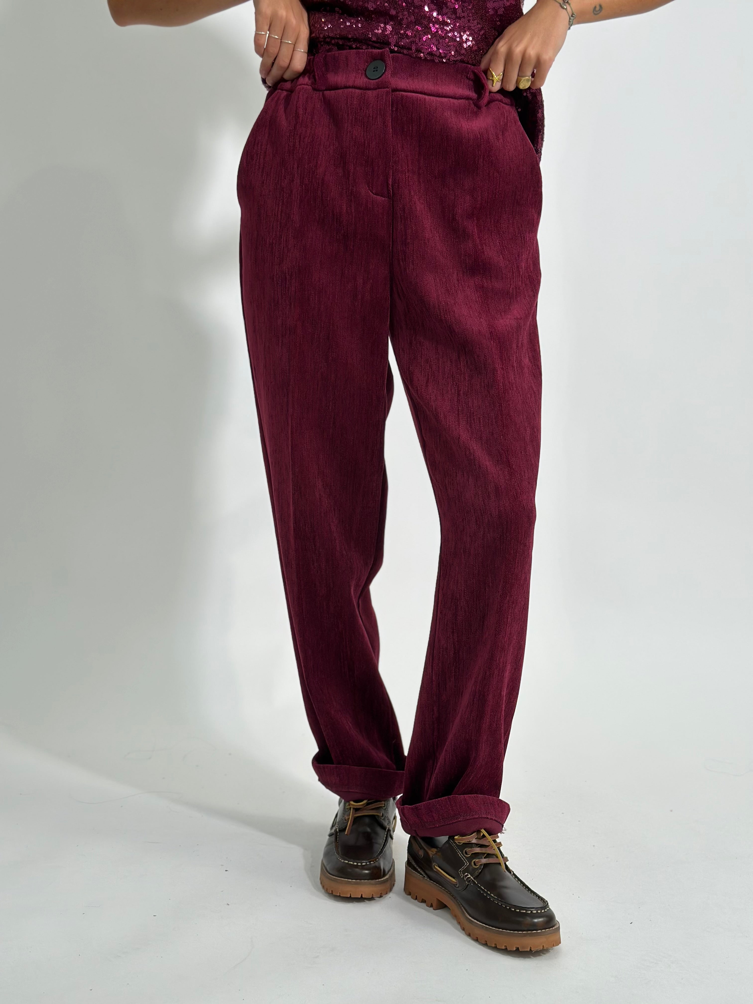 Pantalone velour 5188 BORDO'