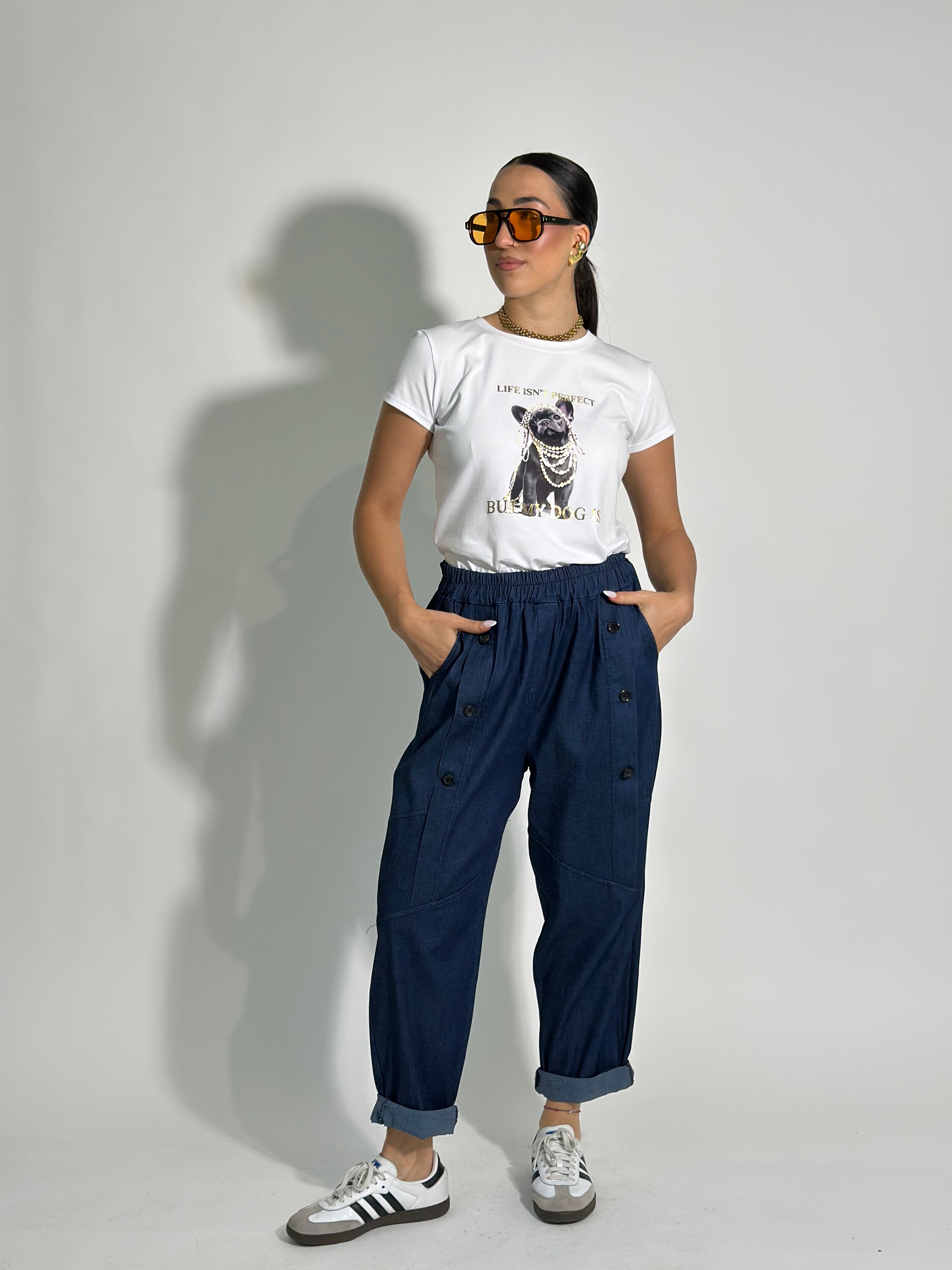 Pantalone chambray baggy 28810