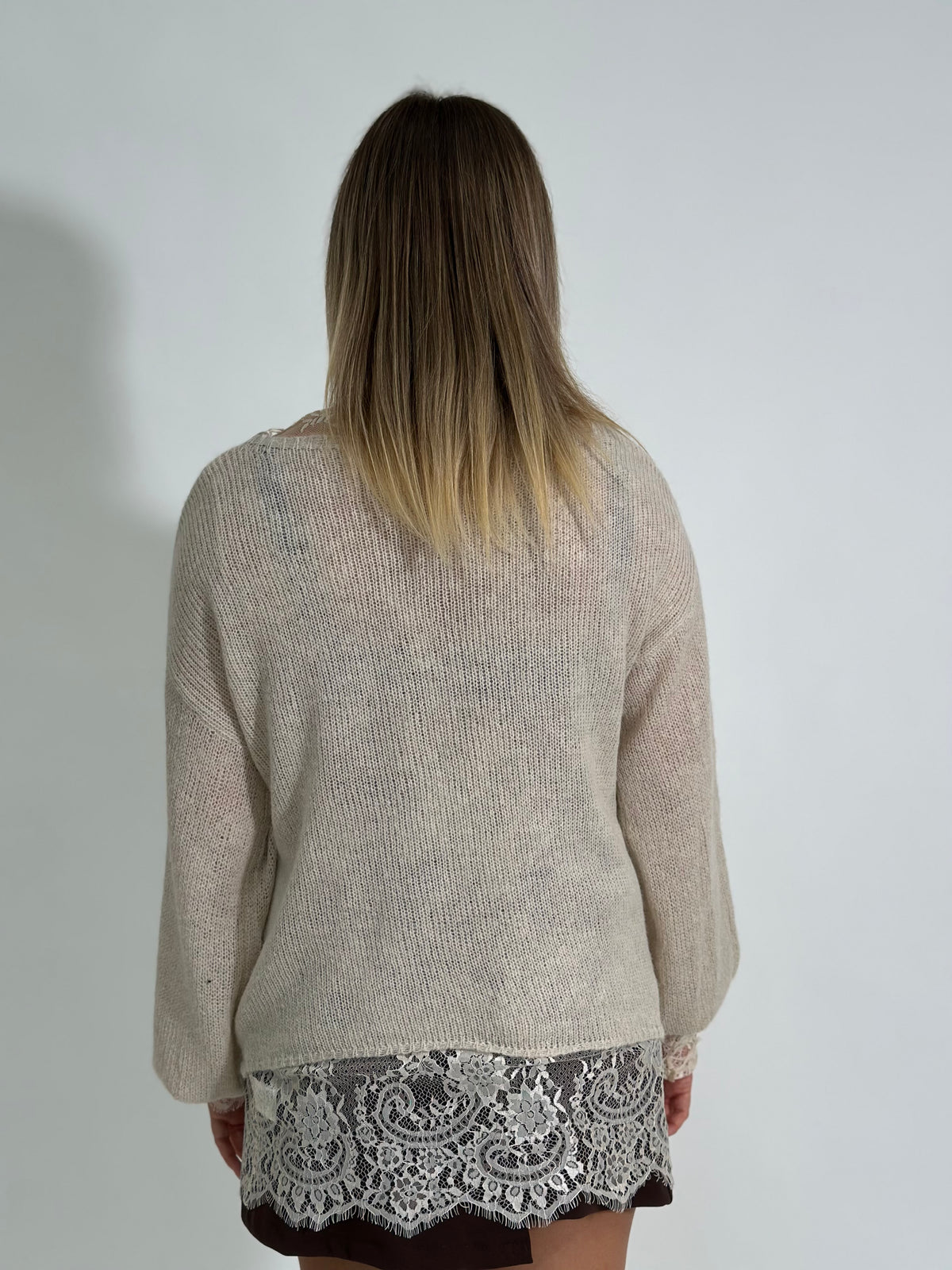 twinset  mohair+ pizzo 11756 BEIGE