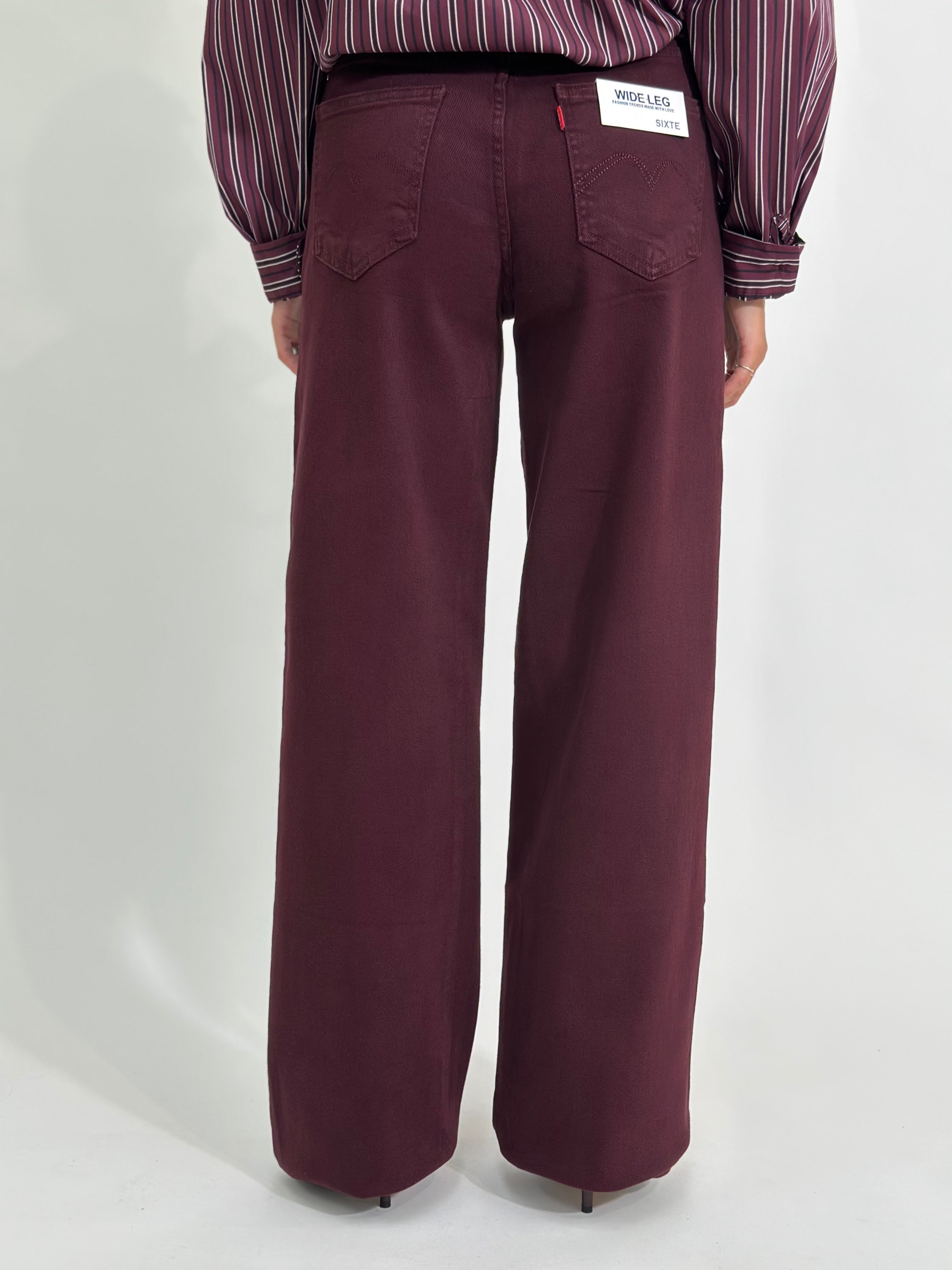 jeans wide leg bordo' H3873-5