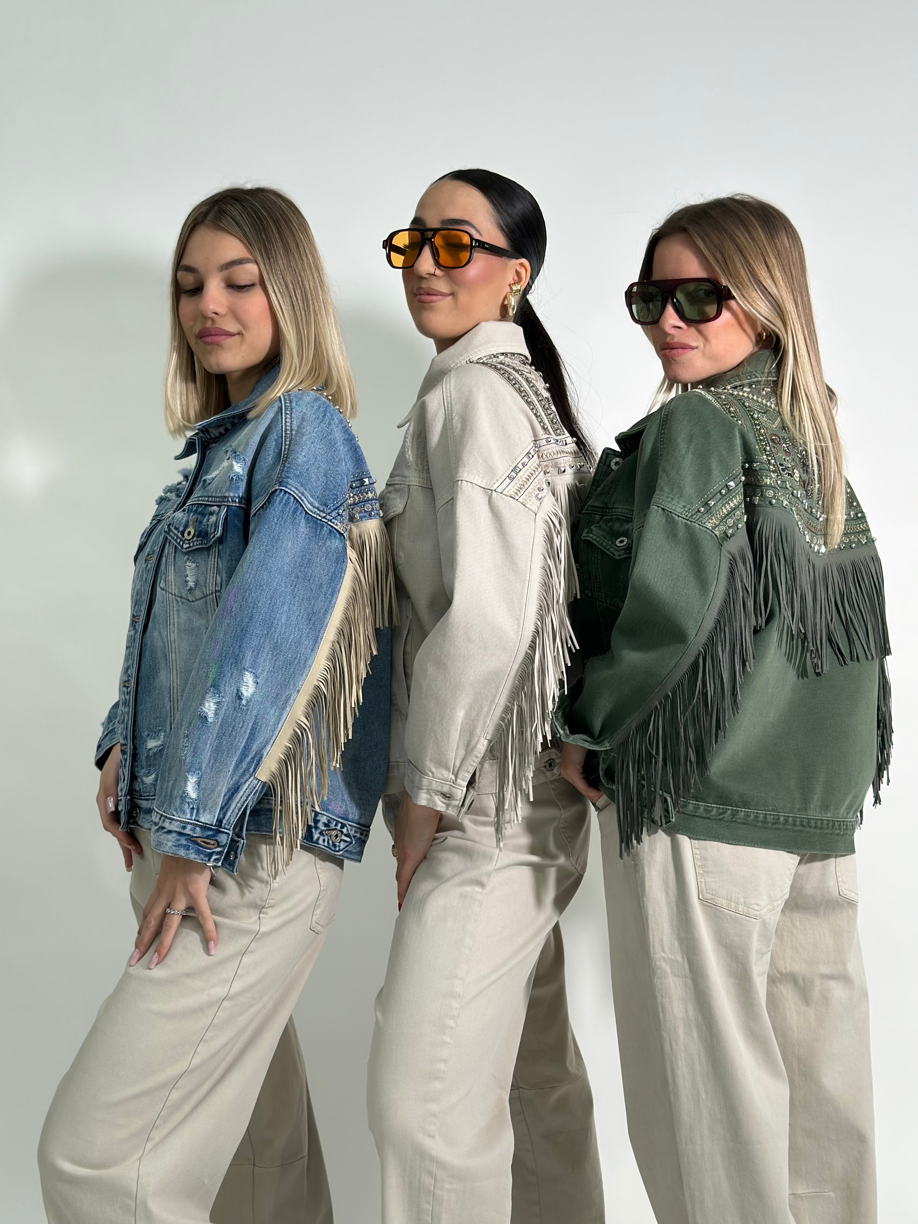 Giacca denim frange 9597