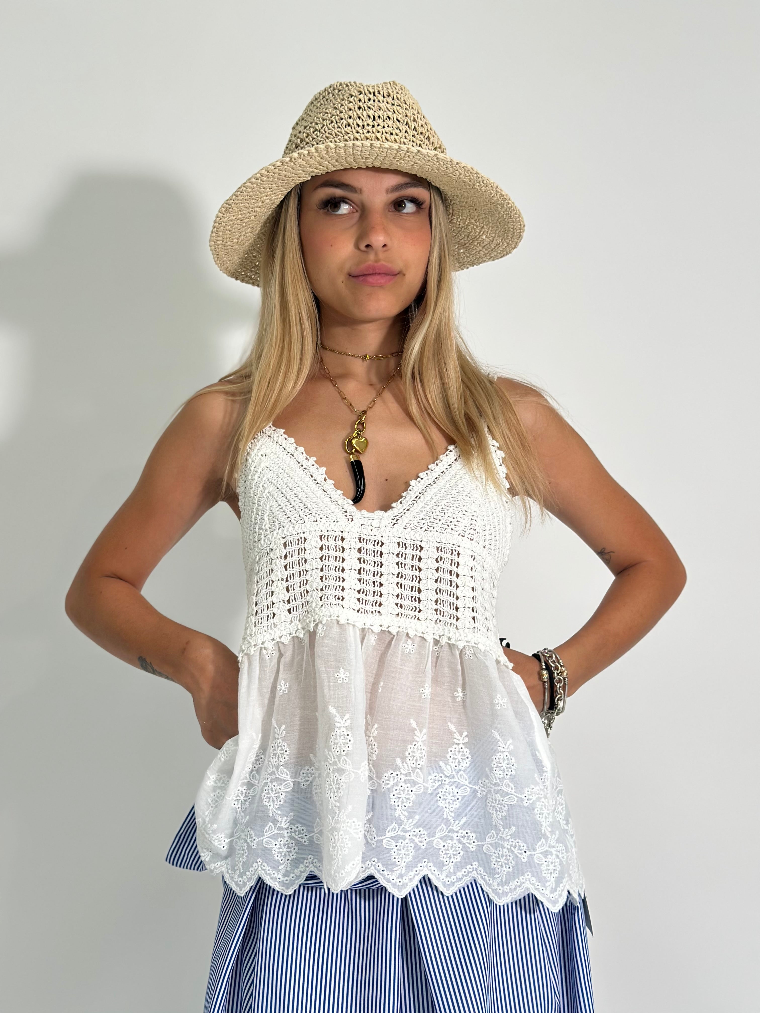Top crochet 28032 BIANCO