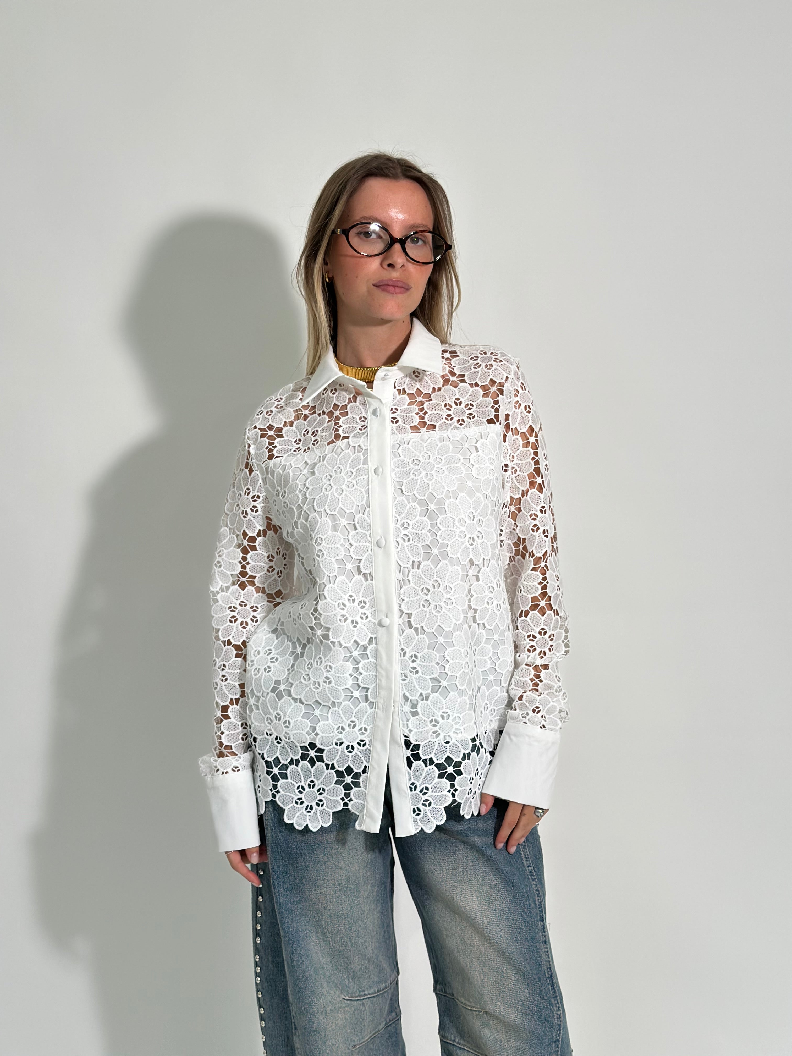 Camicia macramè fiori 18002