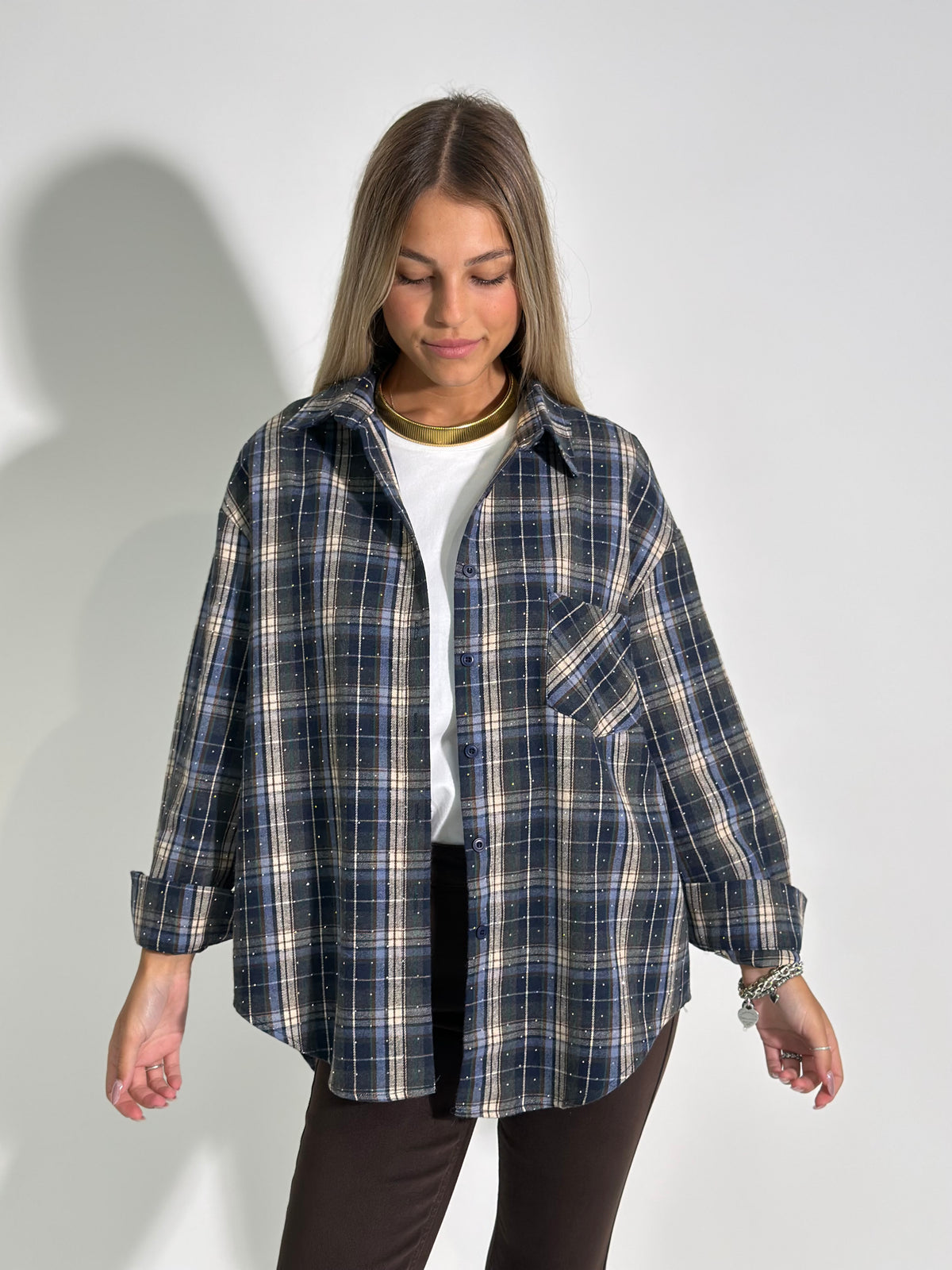 Camicia check brillantino 19108 BLU