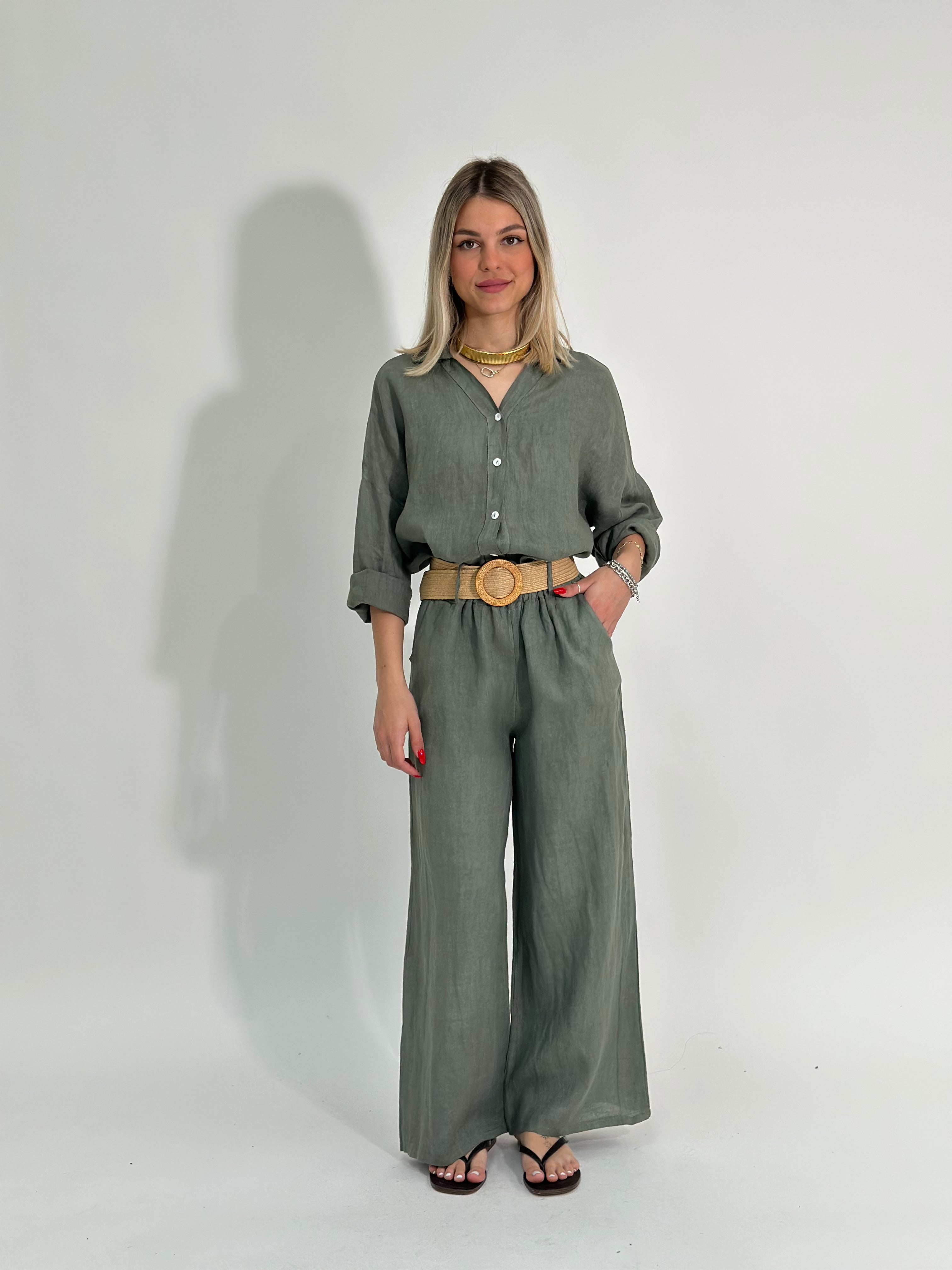 Pantalone lino cintura 22525