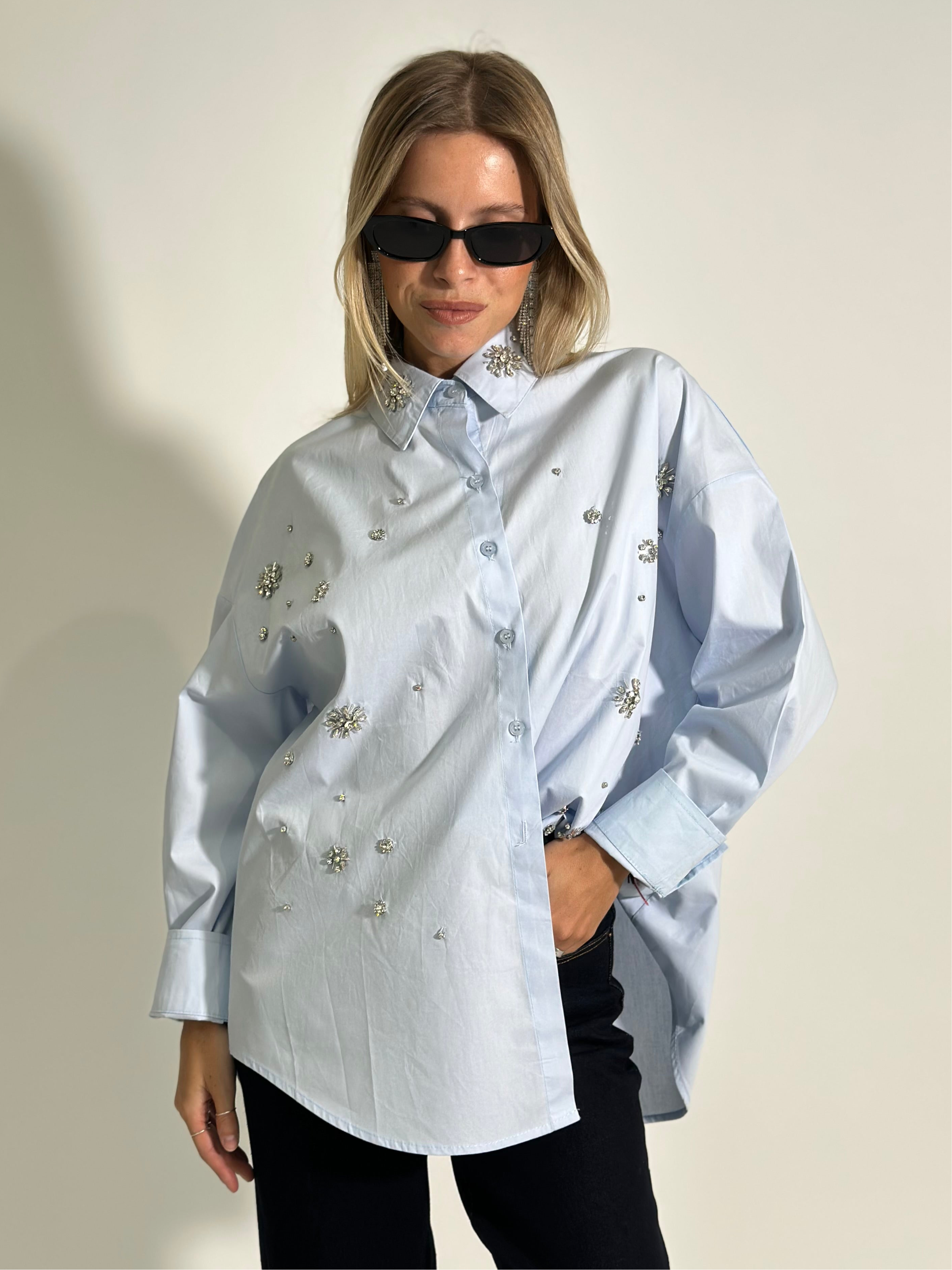 Camicia cristalli AI2478 AZZURRO