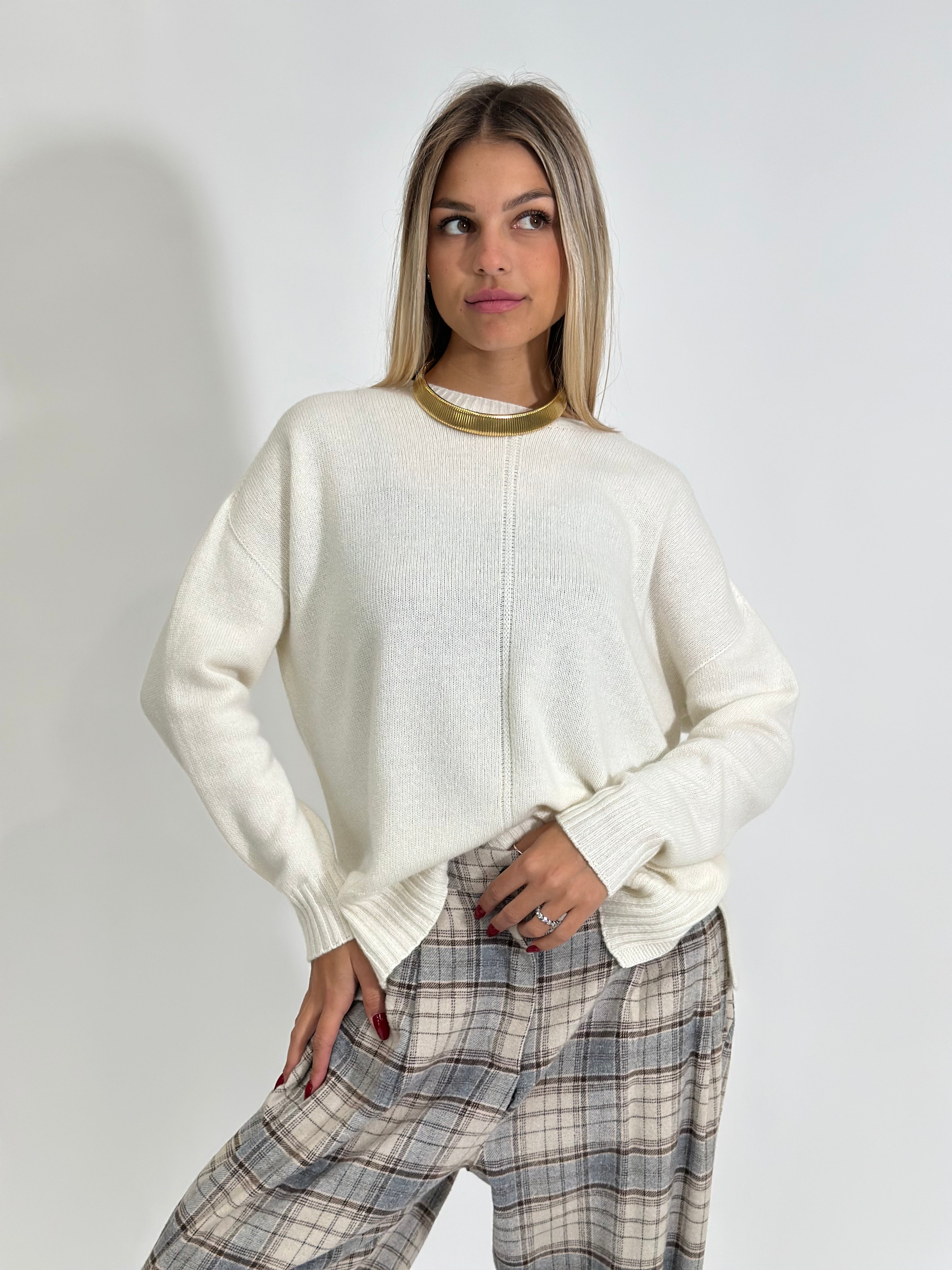 Maglia Cashmere Blend 6616 PANNA