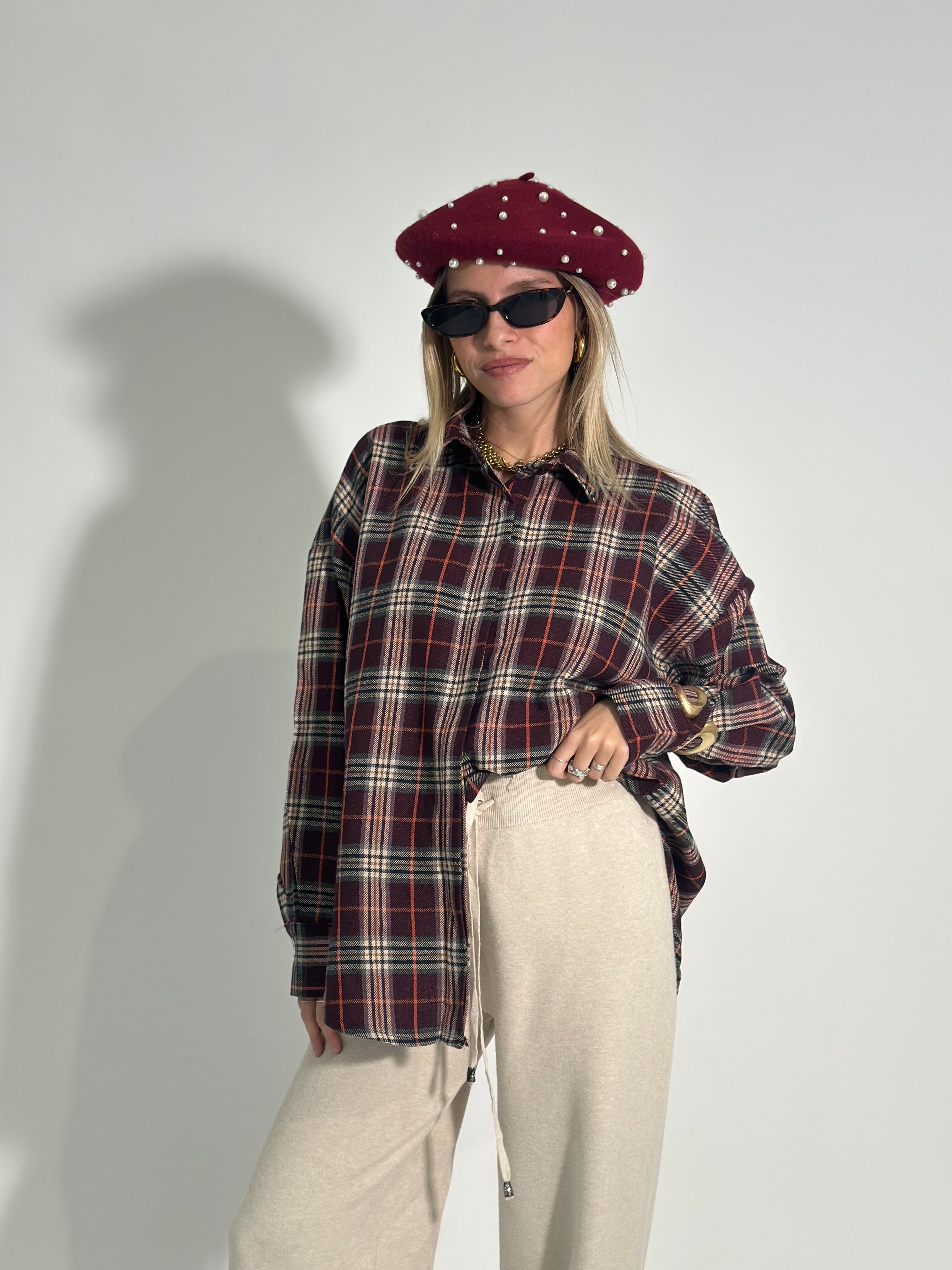 Camicia scozzese 3665-1 BURGUNDY