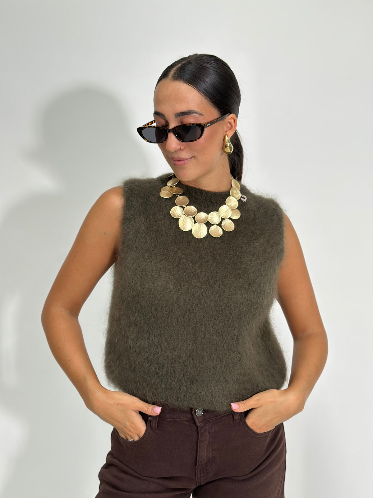 Gilet smanicato kid mohair 23121
