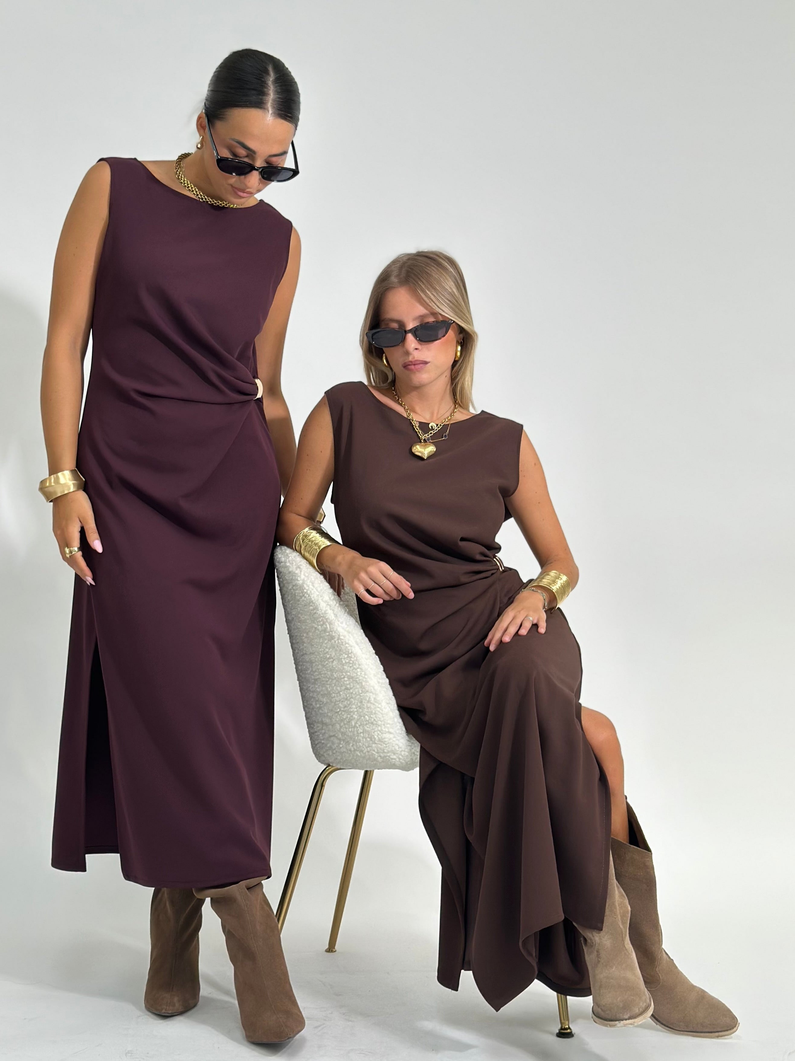Abito drappeggio 69225 MARRONE