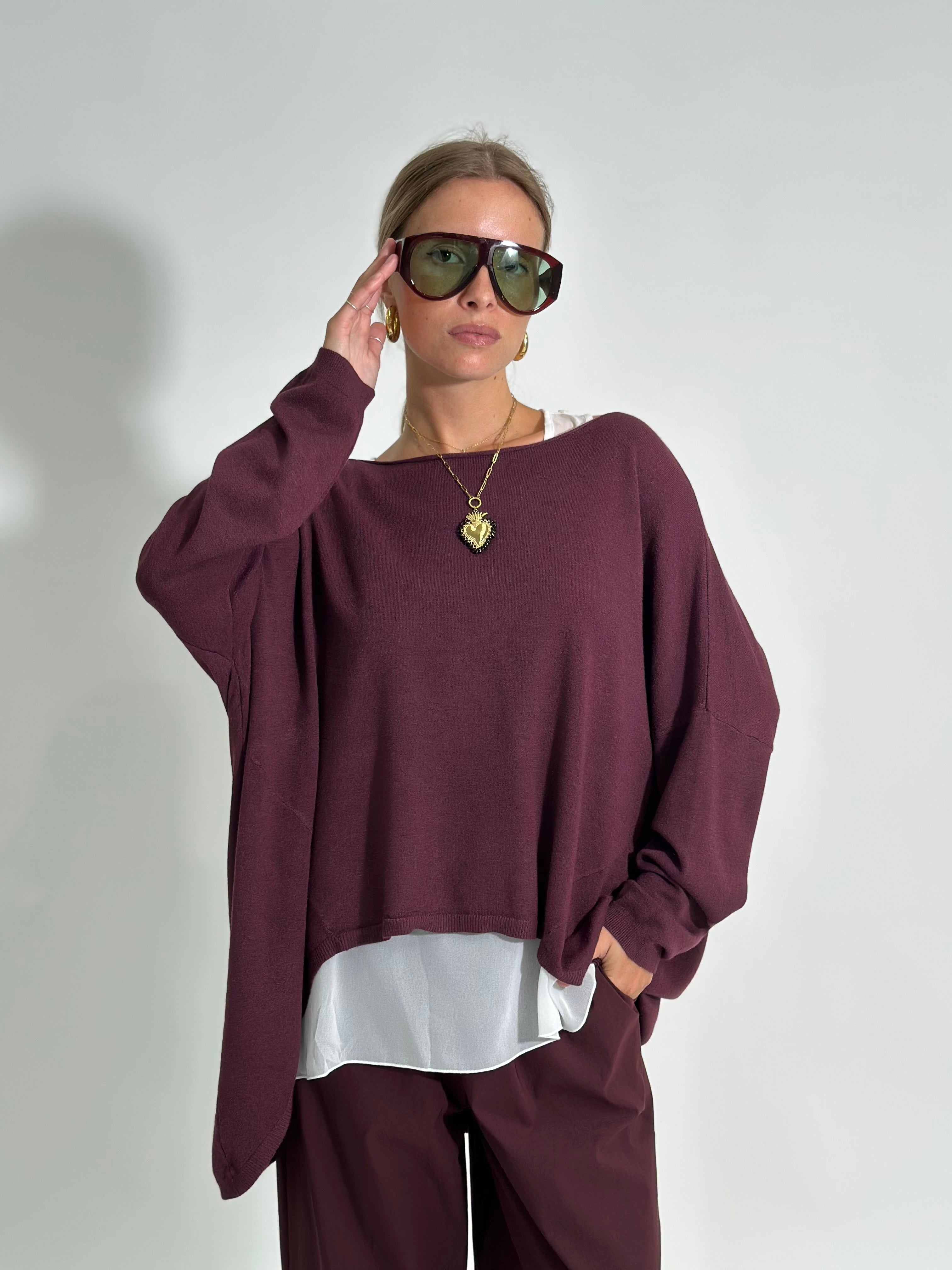 Maglia twin set M1101 BORDO'