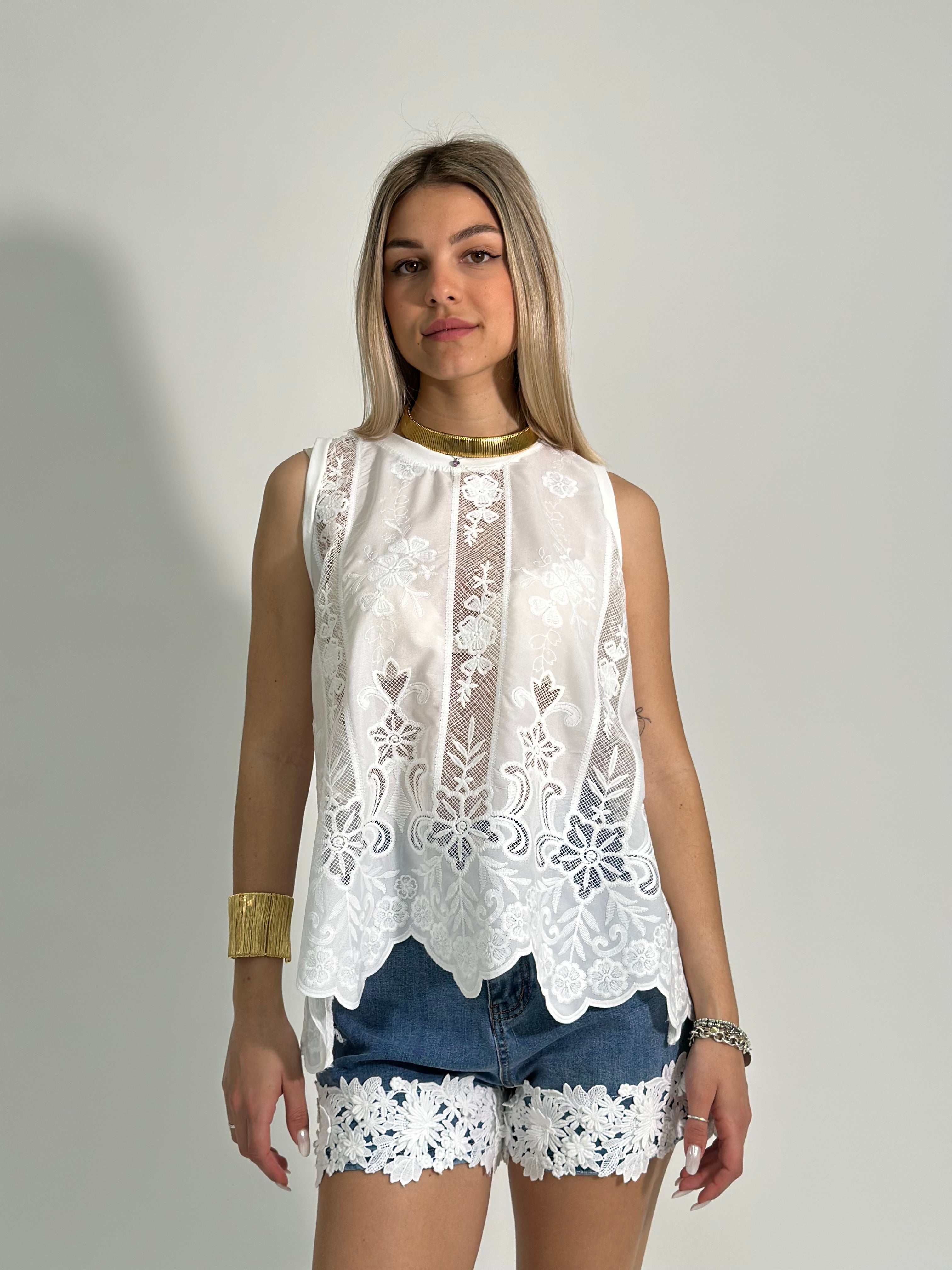 Camicia pizzo smanicata 633